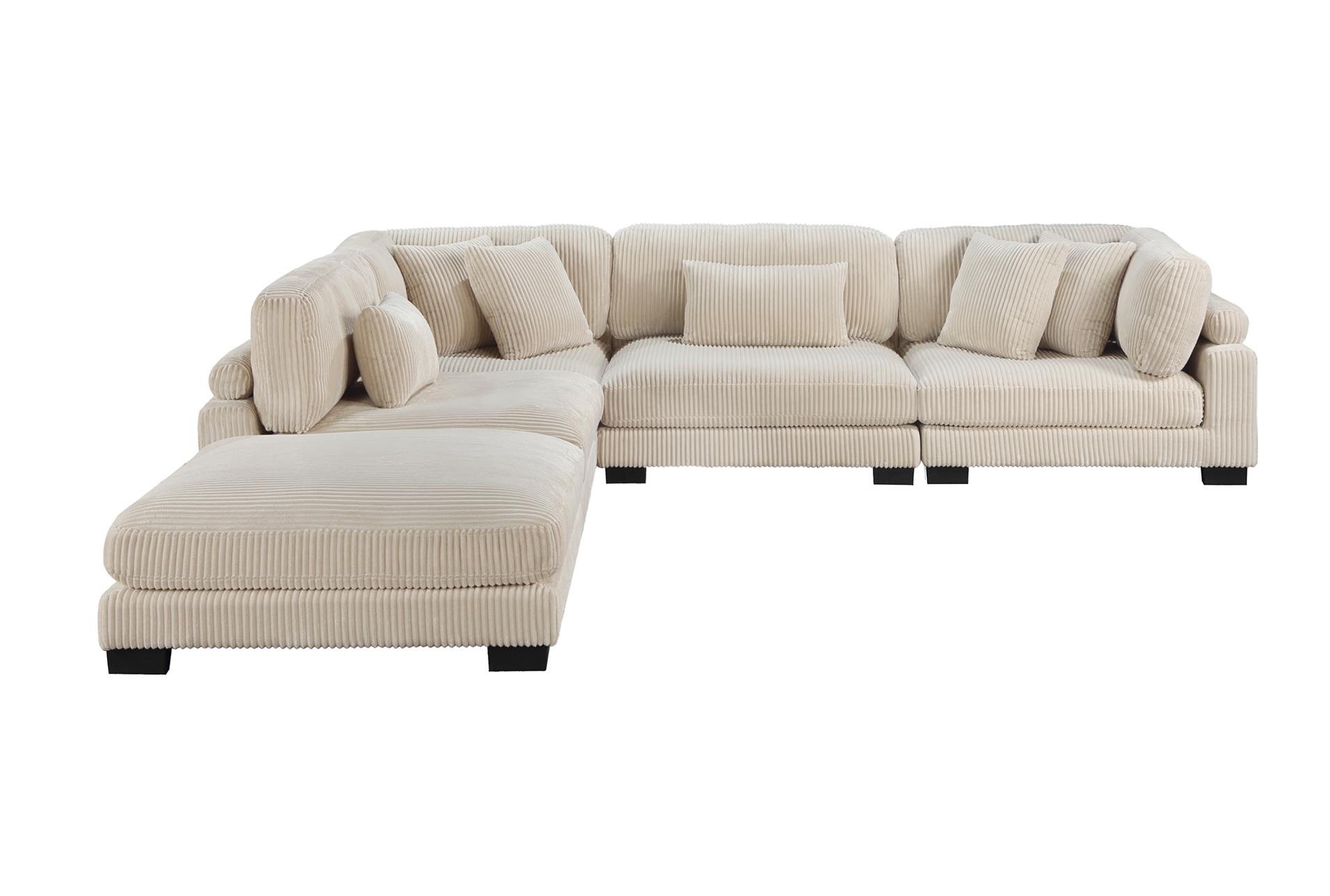 ellery beige corduroy 5-piece modular sectional with ottoman | fabric | reversible | loose reversible back 14 ellery beige corduroy 5-piece modular sectional with ottoman | fabric | reversible | loose reversible back