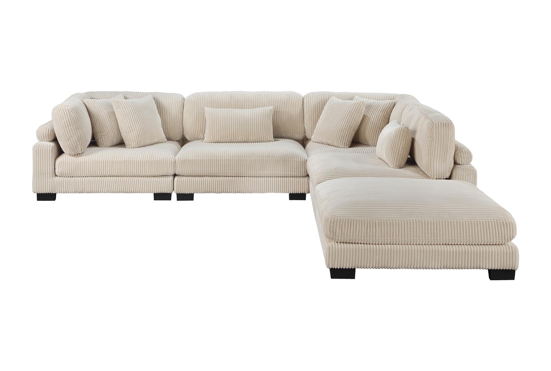 ellery beige corduroy 5-piece modular sectional with ottoman | fabric | reversible | loose reversible back 15 ellery beige corduroy 5-piece modular sectional with ottoman | fabric | reversible | loose reversible back