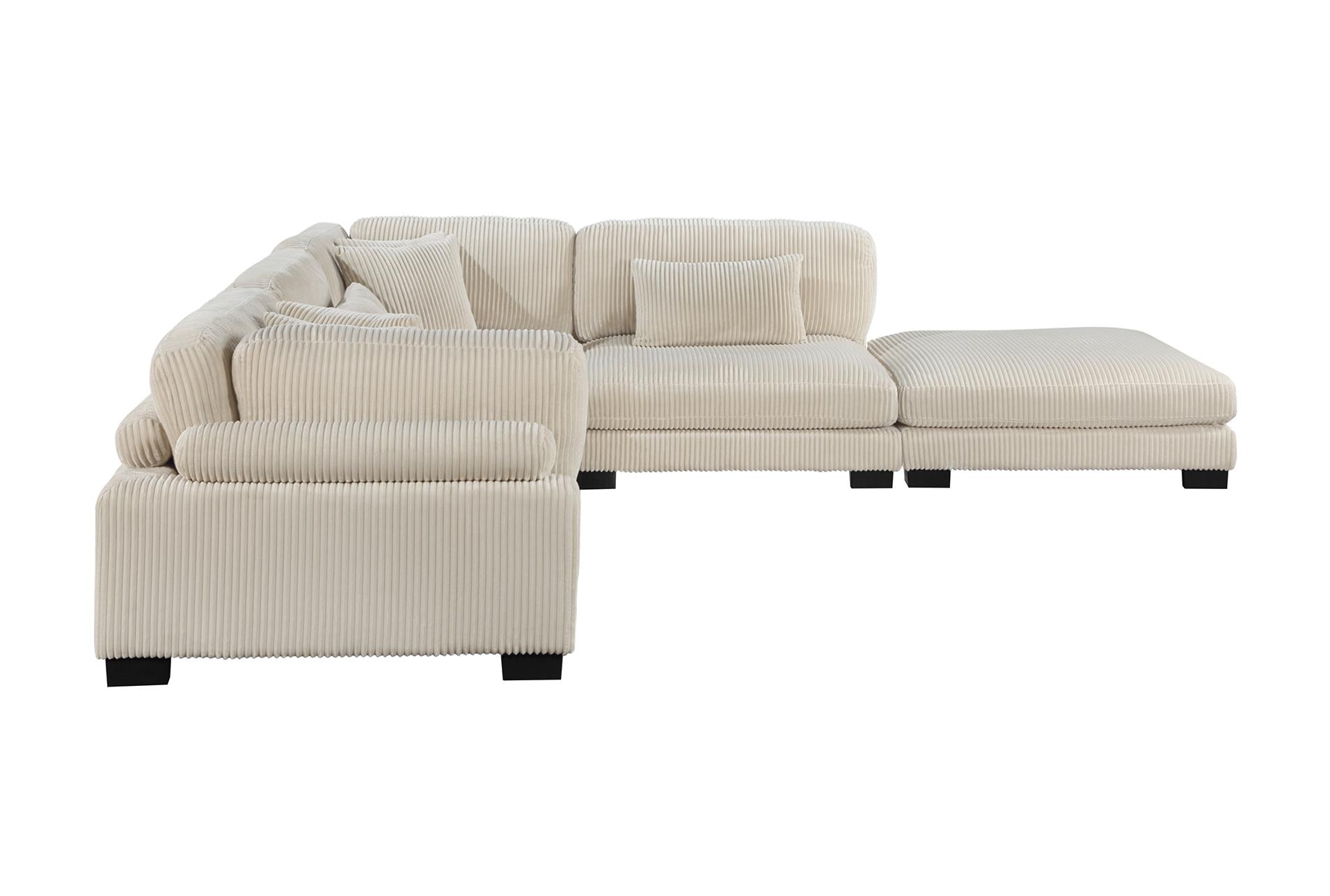 ellery beige corduroy 5-piece modular sectional with ottoman | fabric | reversible | loose reversible back 17 ellery beige corduroy 5-piece modular sectional with ottoman | fabric | reversible | loose reversible back