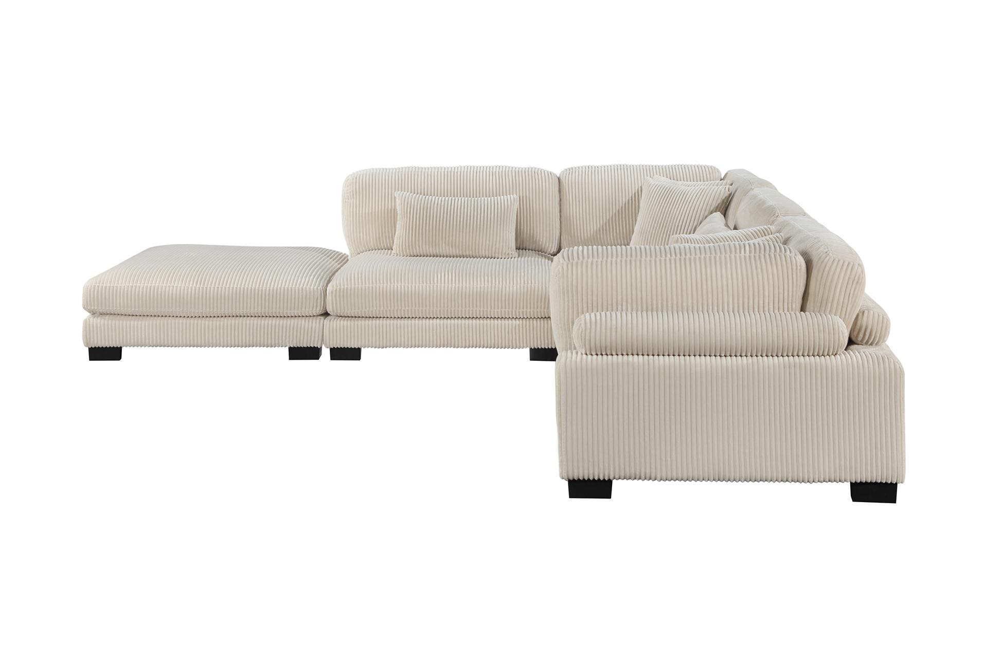 ellery beige corduroy 5-piece modular sectional with ottoman | fabric | reversible | loose reversible back 18 ellery beige corduroy 5-piece modular sectional with ottoman | fabric | reversible | loose reversible back