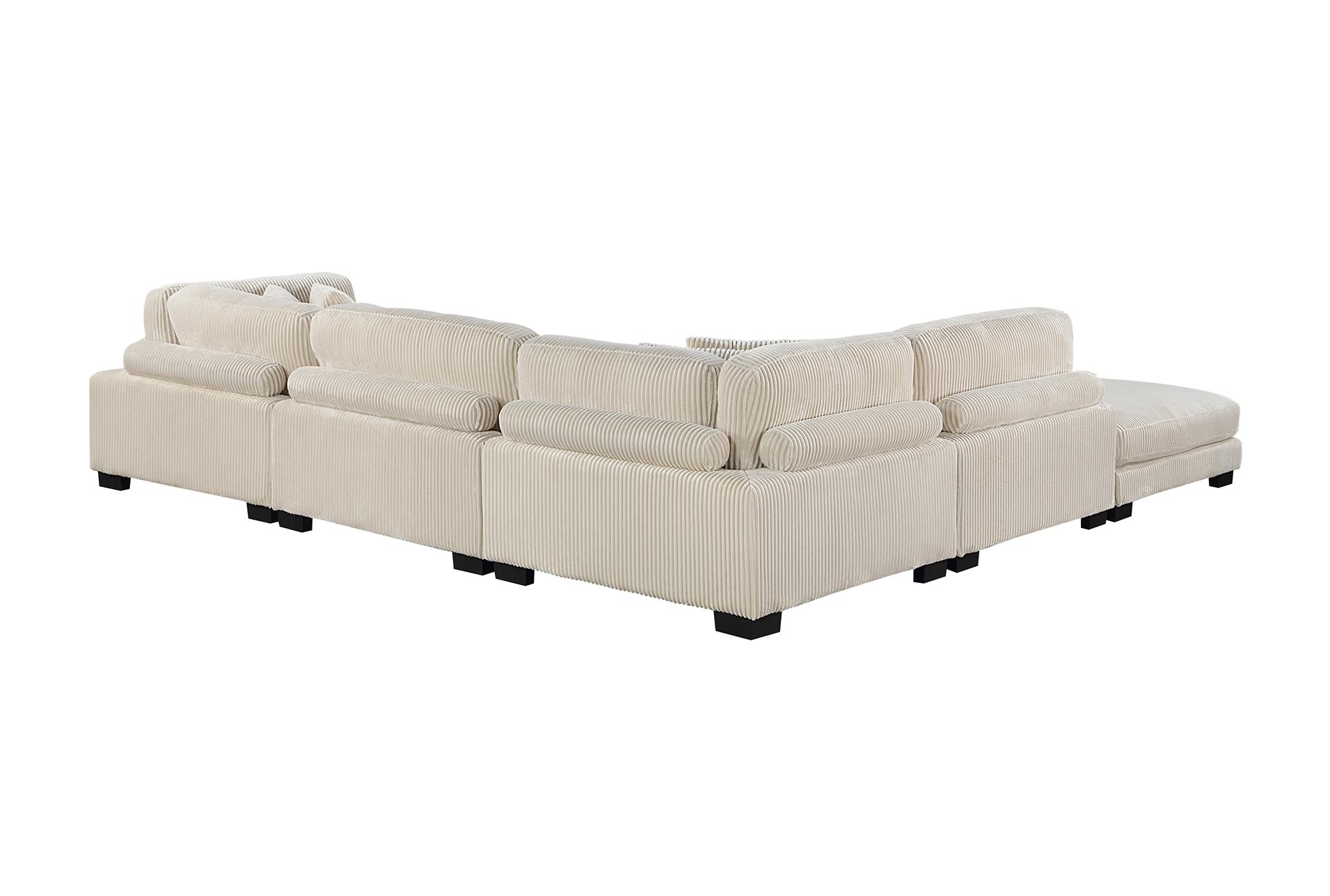 ellery beige corduroy 5-piece modular sectional with ottoman | fabric | reversible | loose reversible back 19 ellery beige corduroy 5-piece modular sectional with ottoman | fabric | reversible | loose reversible back