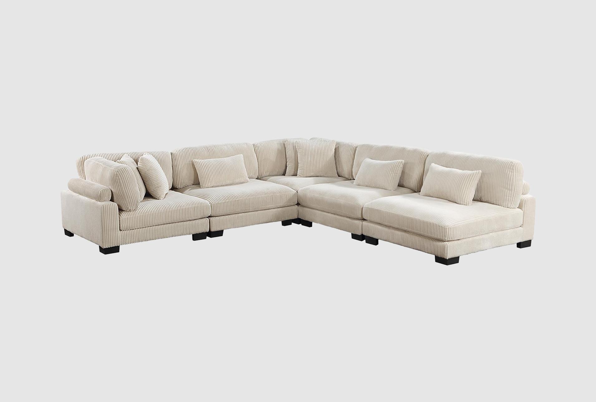 ellery beige corduroy 5-piece modular sectional | fabric | reversible | loose reversible back 1 ellery beige corduroy 5-piece modular sectional | fabric | reversible | loose reversible back