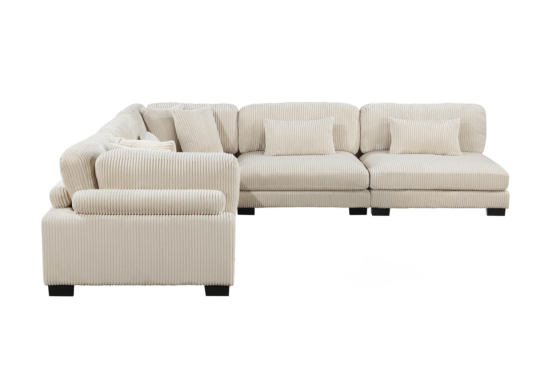 ellery beige corduroy 5-piece modular sectional | fabric | reversible | loose reversible back 9 ellery beige corduroy 5-piece modular sectional | fabric | reversible | loose reversible back