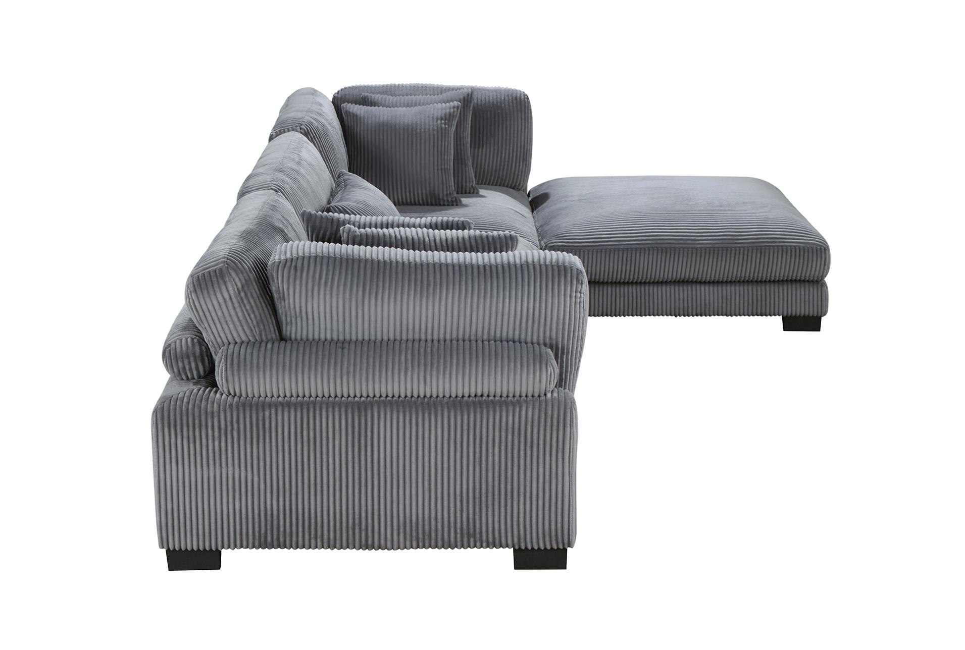 ellery grey corduroy 4-piece modular sectional with ottoman & 2 corner chairs | fabric | reversible | loose reversible back 20 ellery grey corduroy 4-piece modular sectional with ottoman & 2 corner chairs | fabric | reversible | loose reversible back