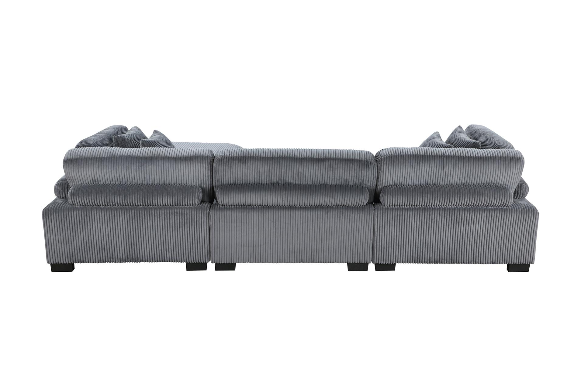 ellery grey corduroy 4-piece modular sectional with ottoman & 2 corner chairs | fabric | reversible | loose reversible back 22 ellery grey corduroy 4-piece modular sectional with ottoman & 2 corner chairs | fabric | reversible | loose reversible back