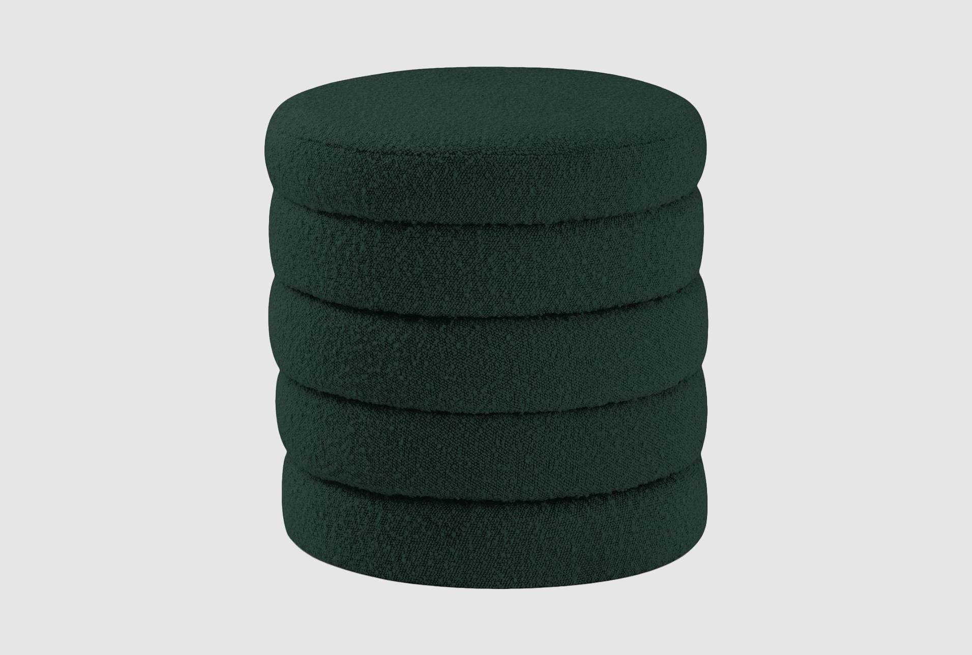 aphia green boucle fabric round upholstered ottoman/stool 1 aphia green boucle fabric round upholstered ottoman/stool