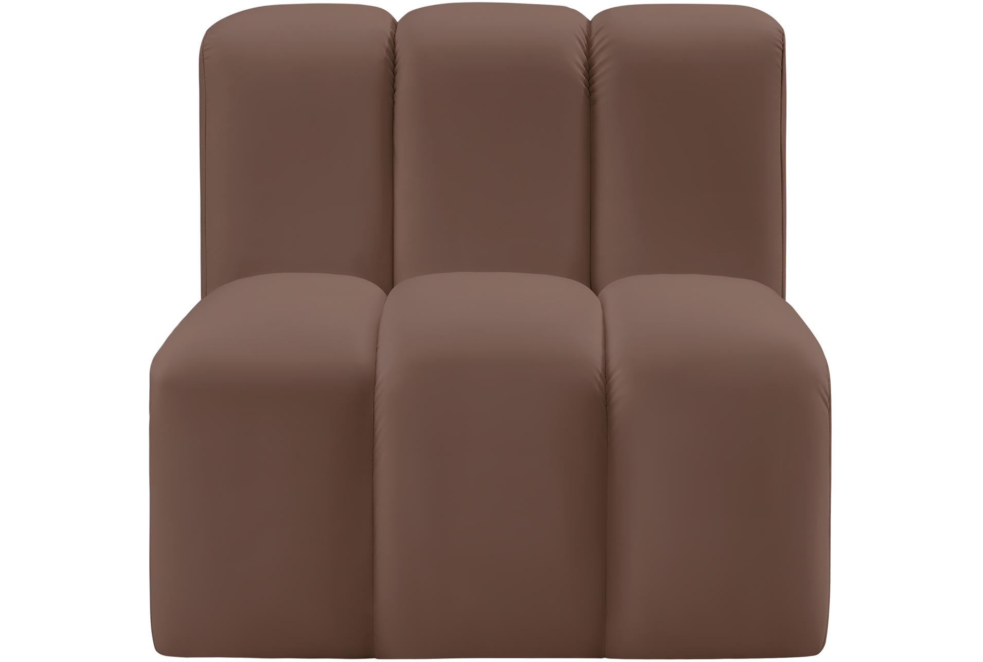 arc brown vegan leather armless chair 11 arc brown vegan leather armless chair