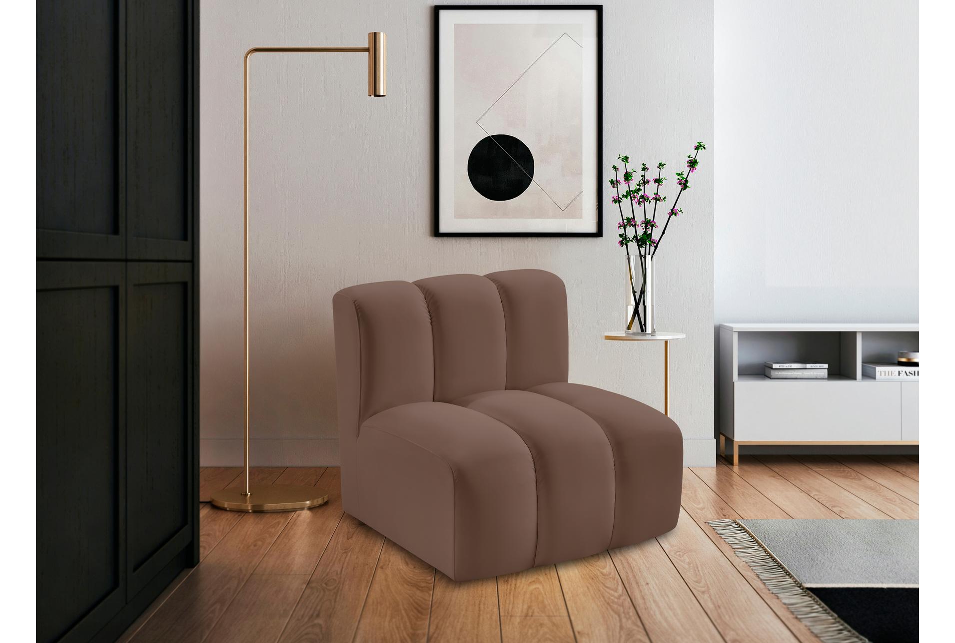 arc brown vegan leather armless chair 18 arc brown vegan leather armless chair