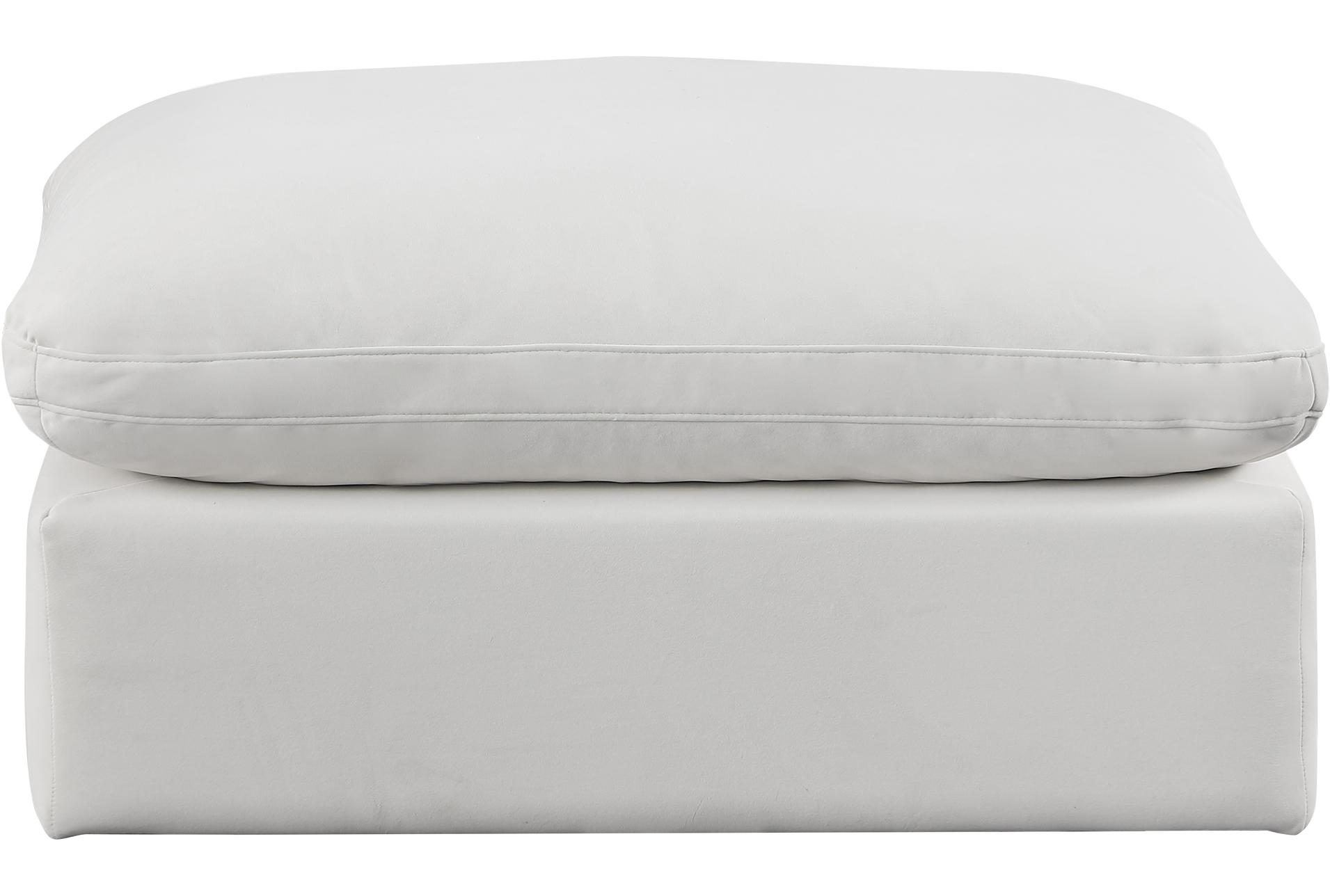 rolo comfy cream white velvet upholstered modular ottoman | rectangle 8 rolo comfy cream white velvet upholstered modular ottoman | rectangle