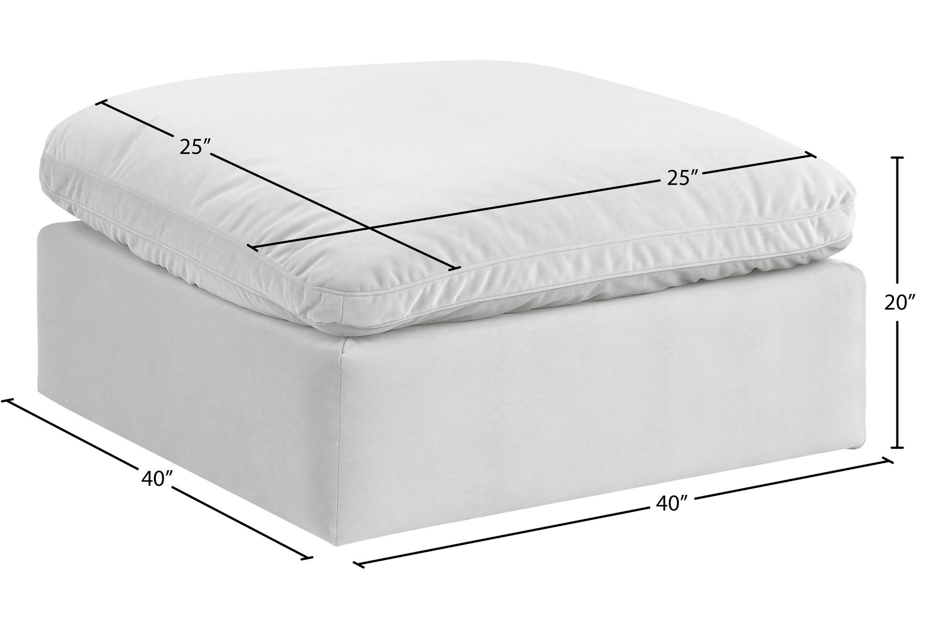 rolo comfy cream white velvet upholstered modular ottoman | rectangle 10 rolo comfy cream white velvet upholstered modular ottoman | rectangle