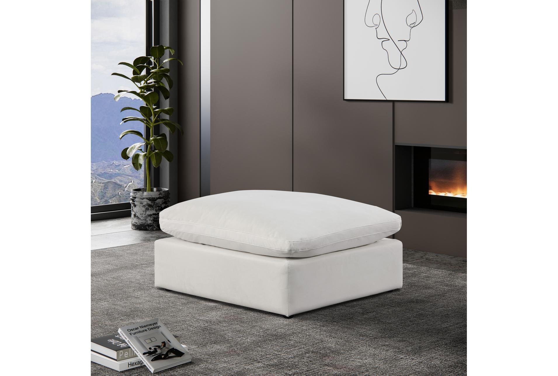rolo comfy cream white velvet upholstered modular ottoman | rectangle 12 rolo comfy cream white velvet upholstered modular ottoman | rectangle