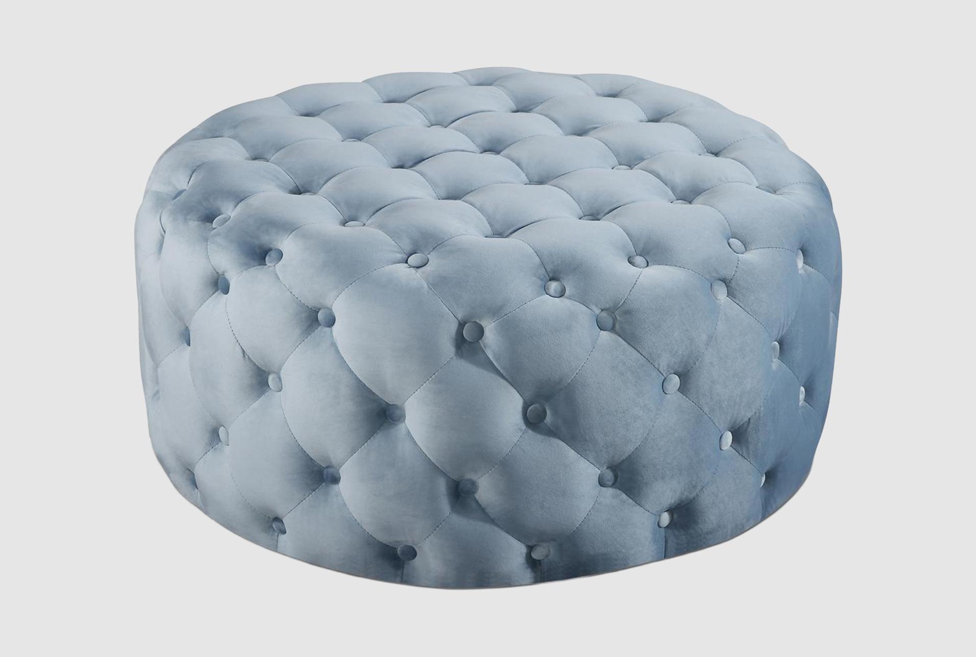 addison sky blue velvet upholstered rectangle ottoman/bench | entryway