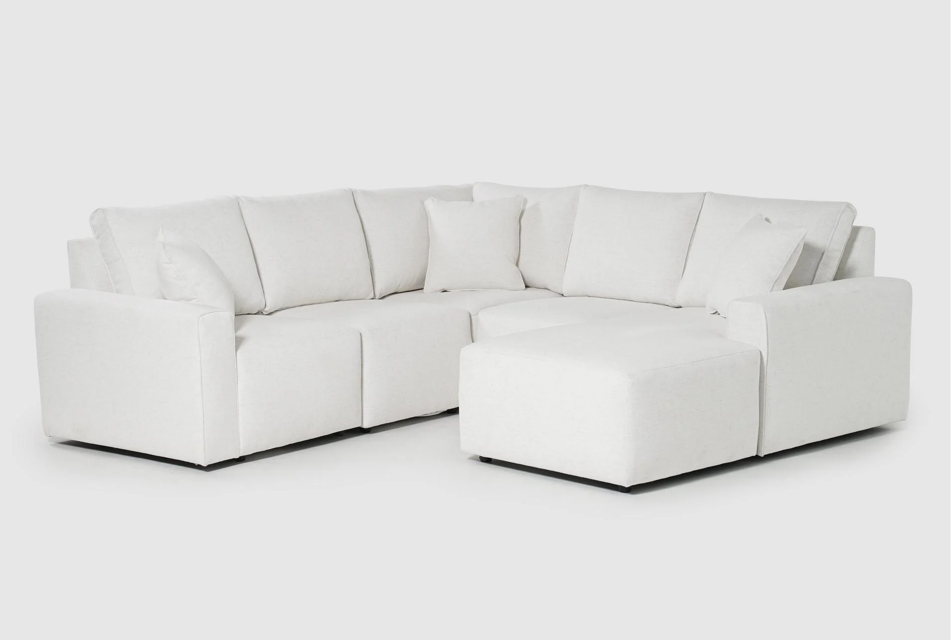 holland cream white performance fabric modular 6 piece sectional with right arm facing chaise 1 holland cream white performance fabric modular 6 piece sectional with right arm facing chaise