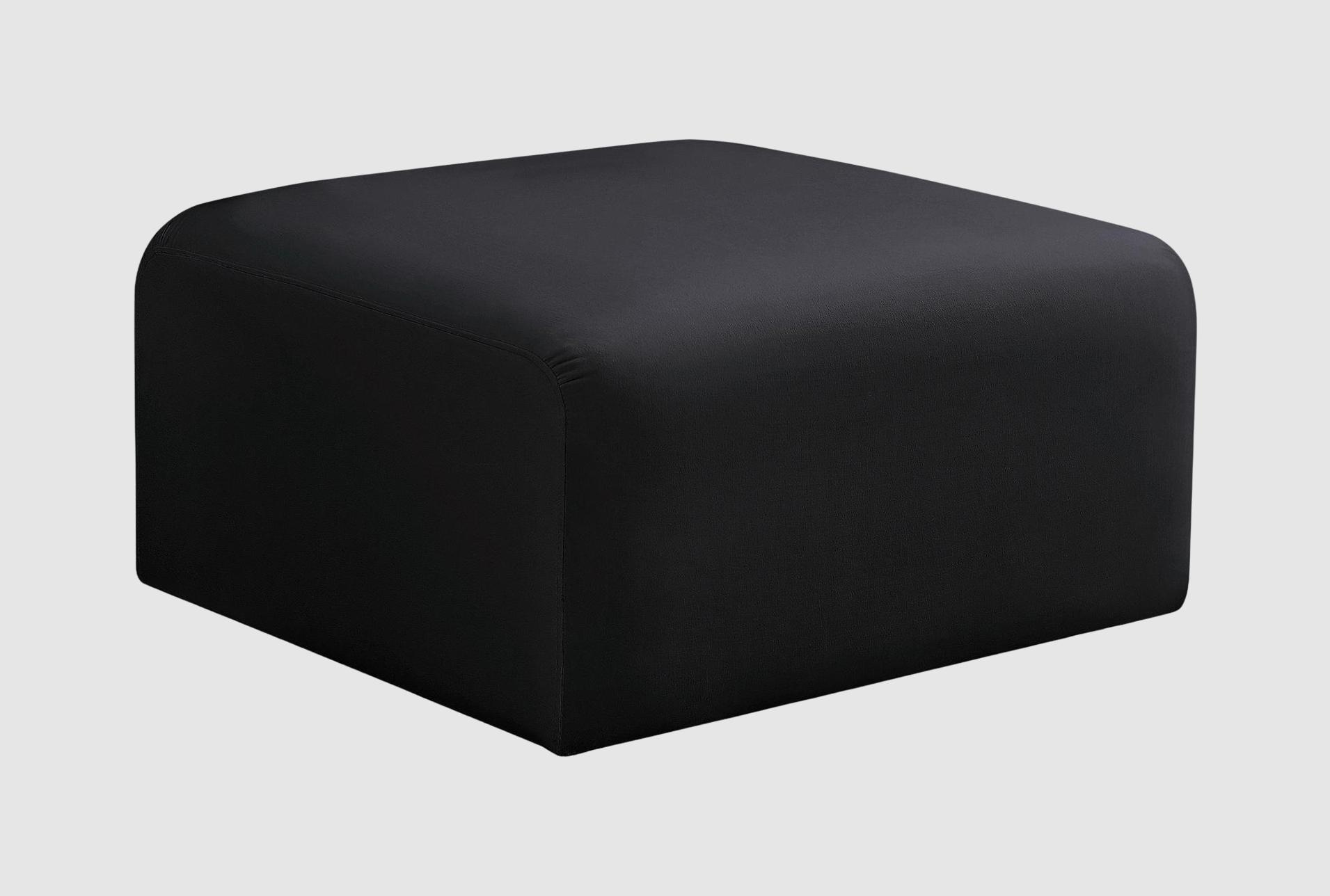 arc black velvet upholstered modular ottoman | square 1 arc black velvet upholstered modular ottoman | square