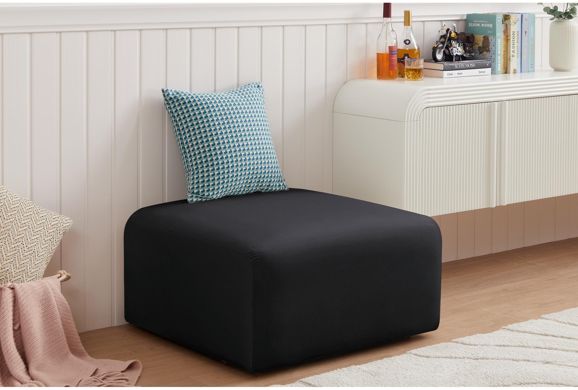 arc black velvet upholstered modular ottoman | square 16 arc black velvet upholstered modular ottoman | square