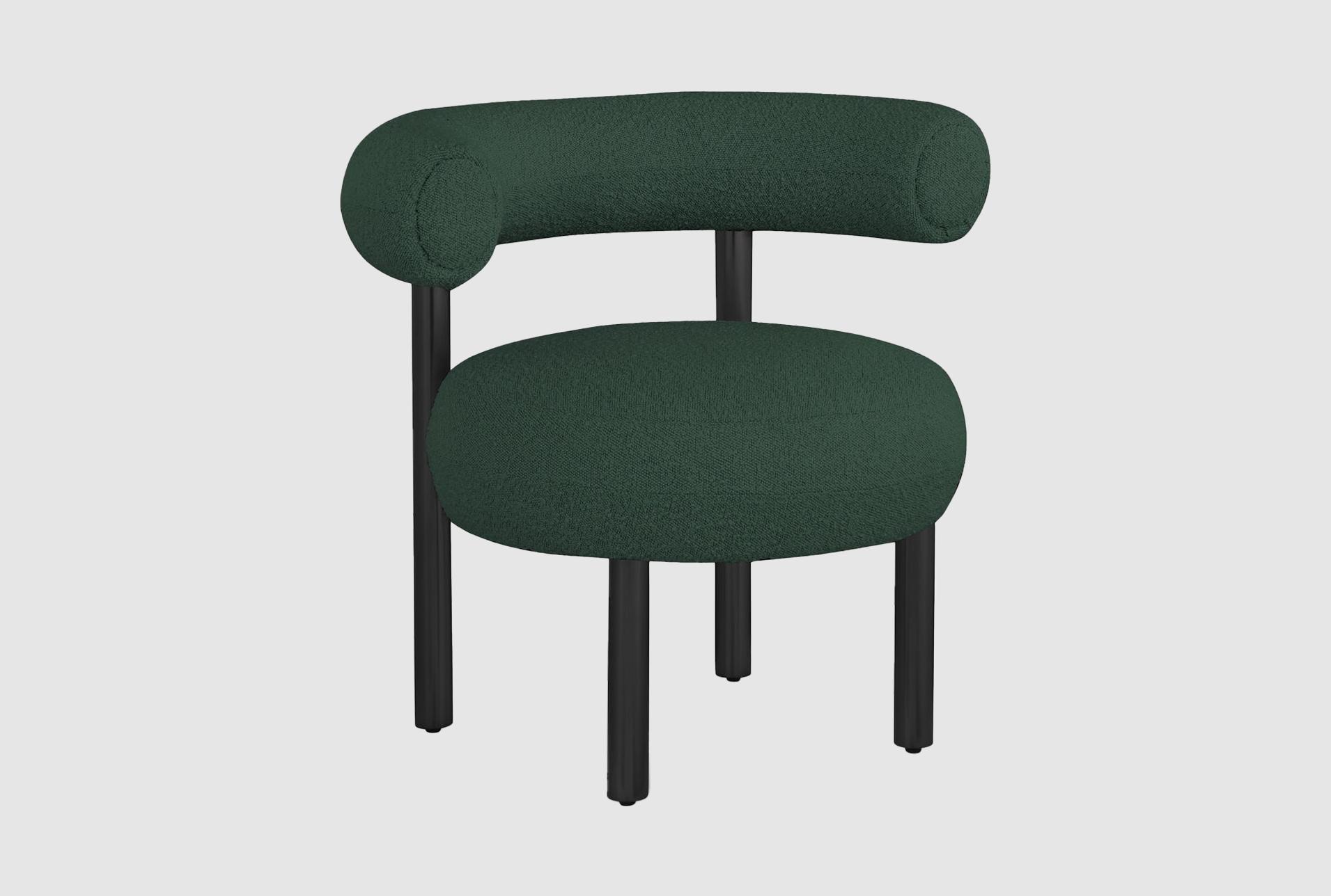 bordeaux green boucle fabric accent chair | curved | armless 1 bordeaux green boucle fabric accent chair | curved | armless