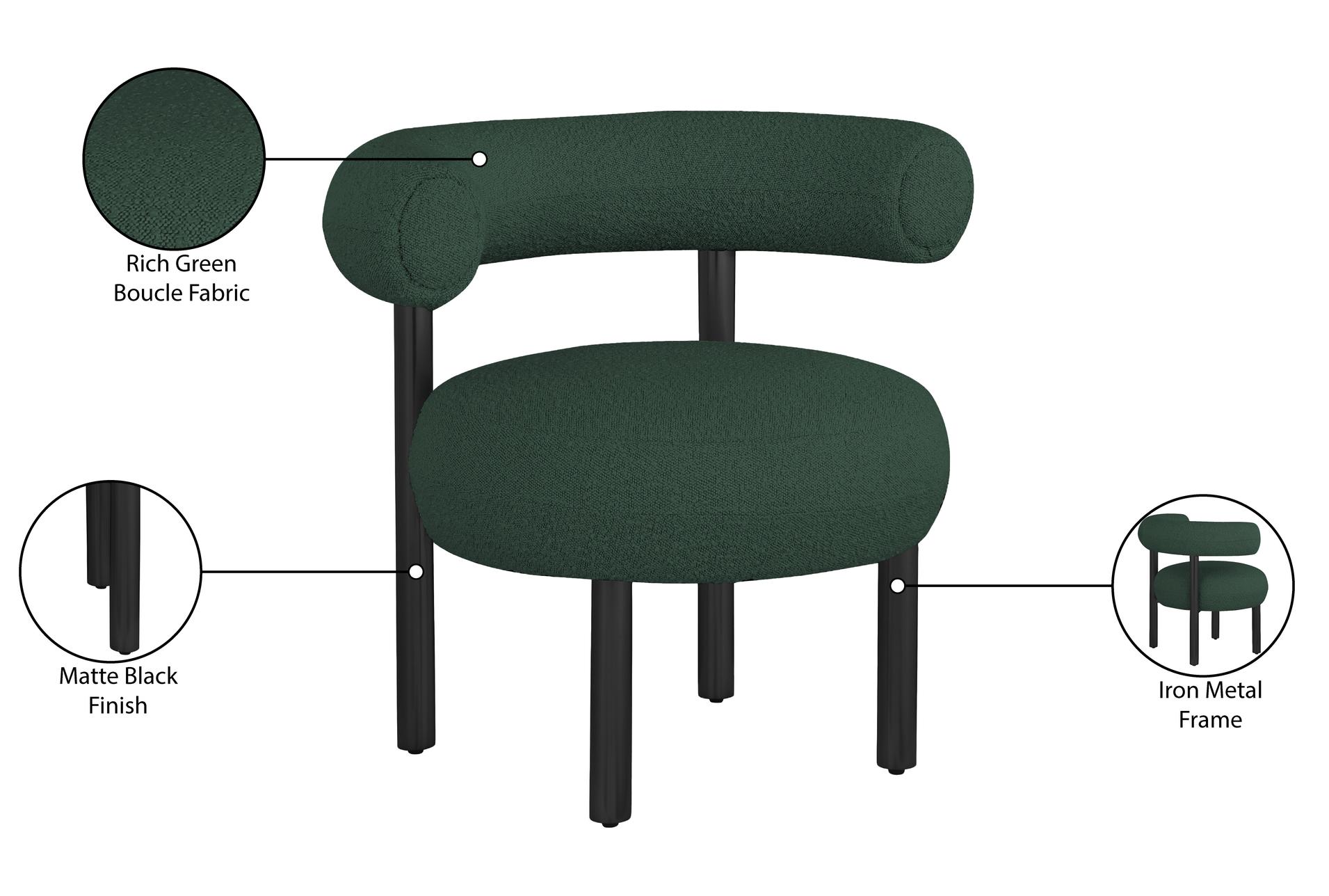 bordeaux green boucle fabric accent chair | curved | armless 15 bordeaux green boucle fabric accent chair | curved | armless