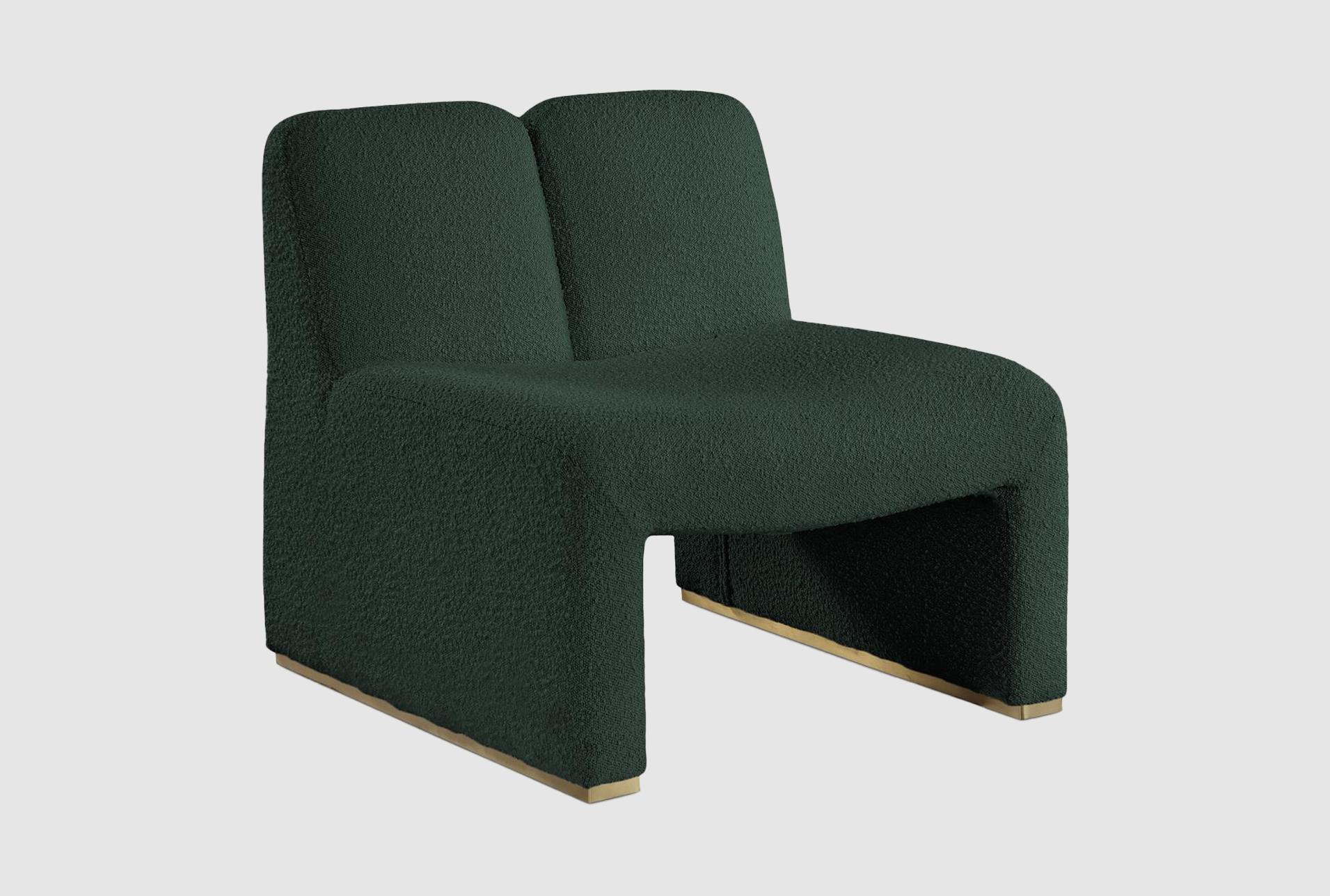 alta green boucle fabric accent chair | armless 1 alta green boucle fabric accent chair | armless