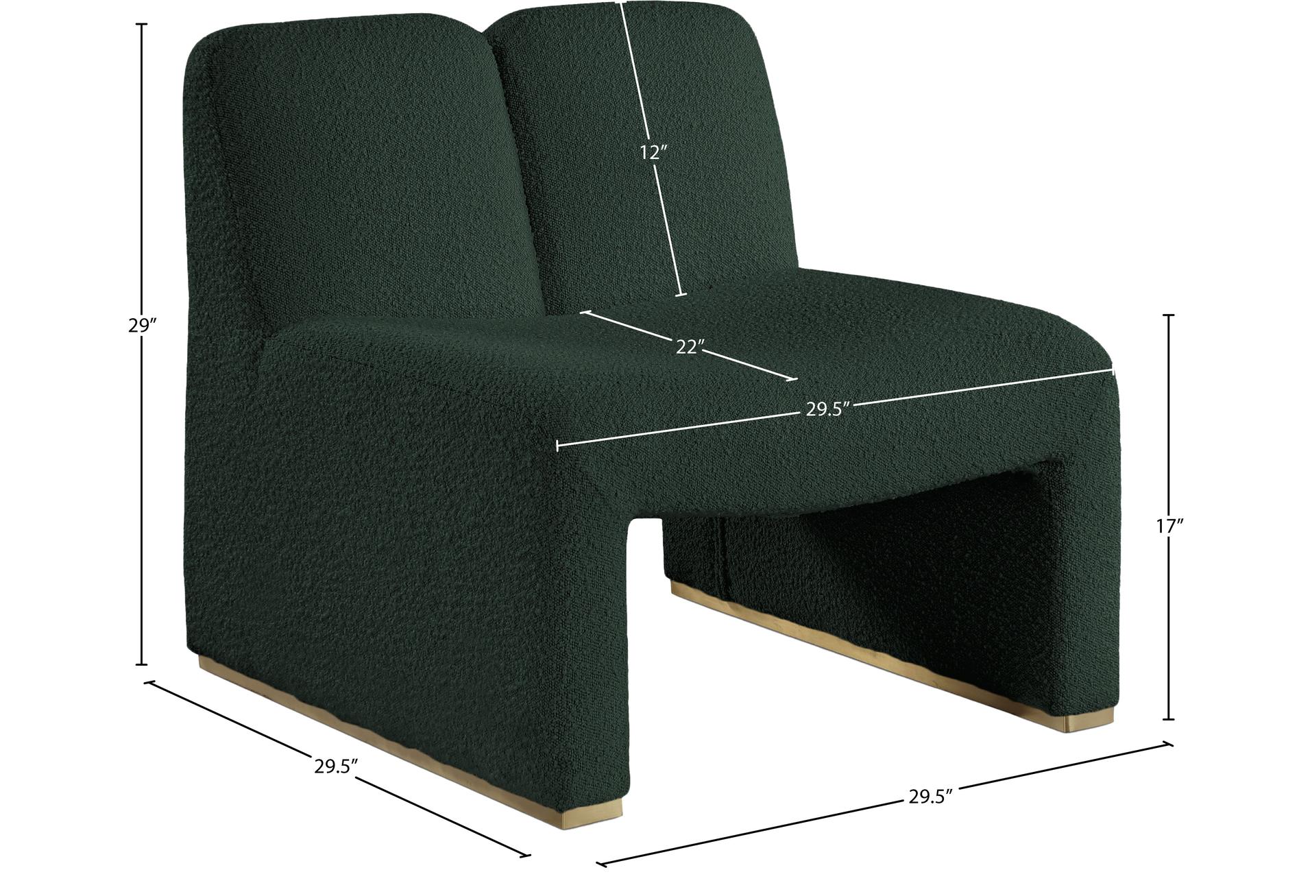 alta green boucle fabric accent chair | armless 16 alta green boucle fabric accent chair | armless