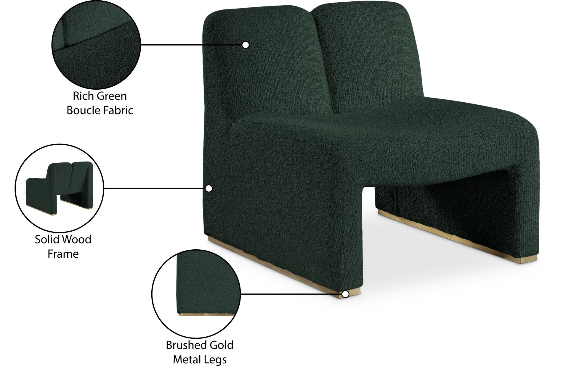 alta green boucle fabric accent chair | armless 17 alta green boucle fabric accent chair | armless