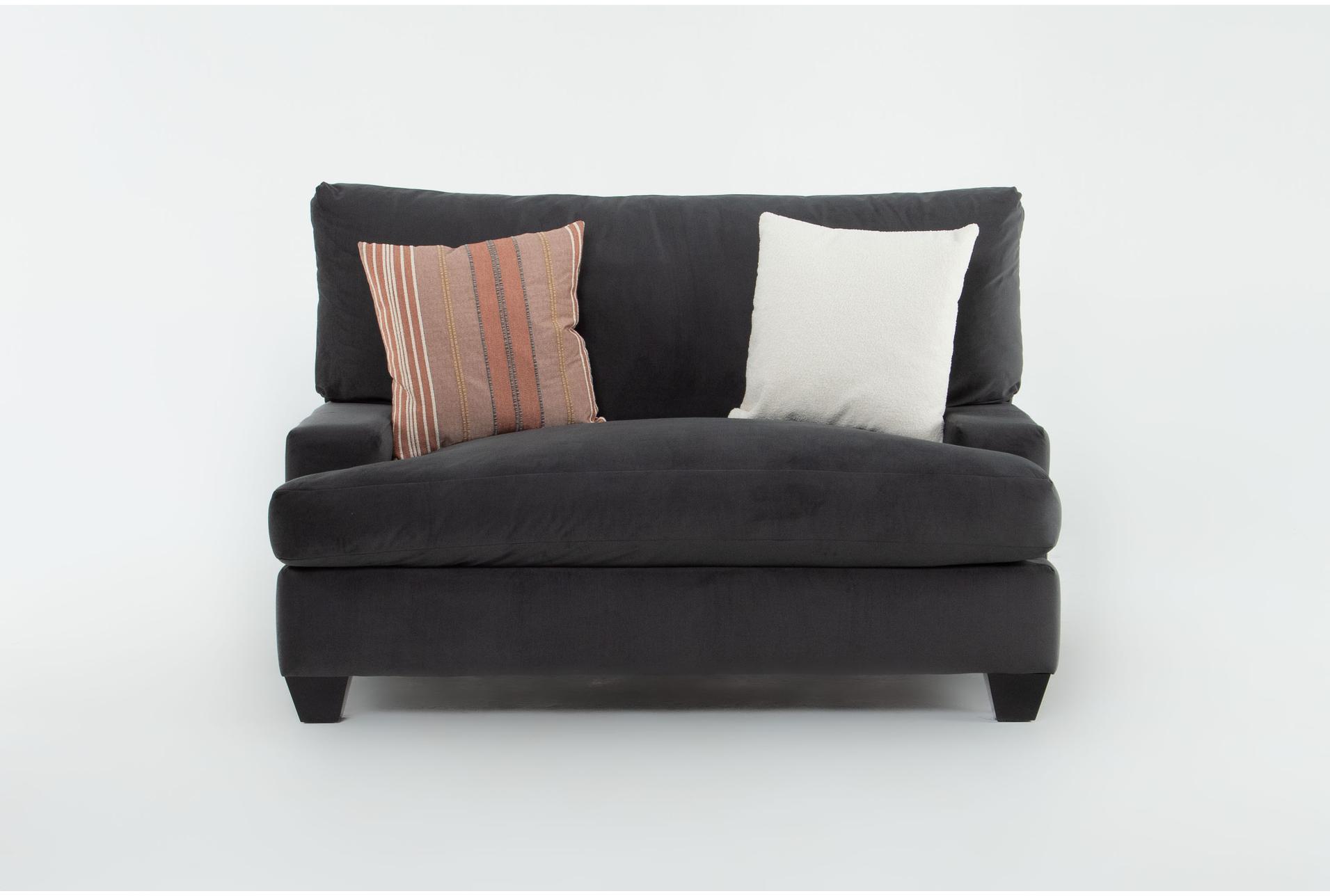 harper down iv gunmetal grey black velvet 61" oversized chair | fabric | made in the usa | loose reversible back 1 harper down iv gunmetal grey black velvet 61" oversized chair | fabric | made in the usa | loose reversible back