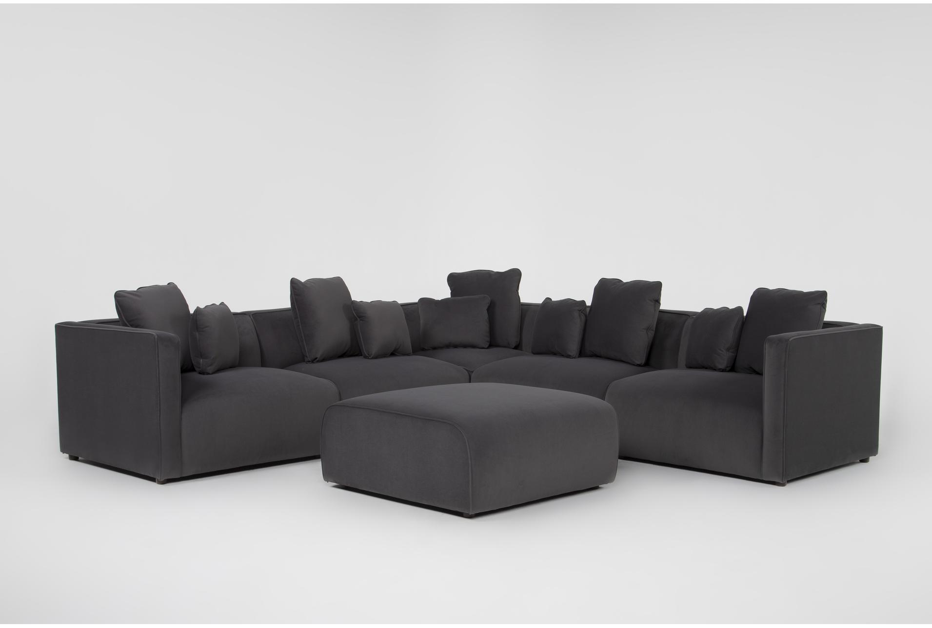 tao dark grey velvet 115" 5 piece modular sectional with ottoman 1 tao dark grey velvet 115" 5 piece modular sectional with ottoman