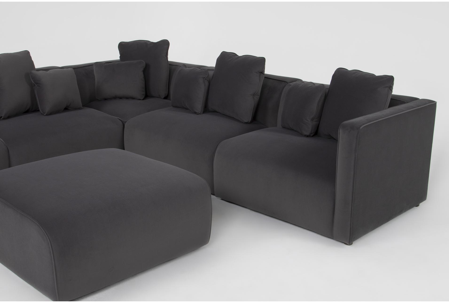 tao dark grey velvet 115" 5 piece modular sectional with ottoman 9 tao dark grey velvet 115" 5 piece modular sectional with ottoman