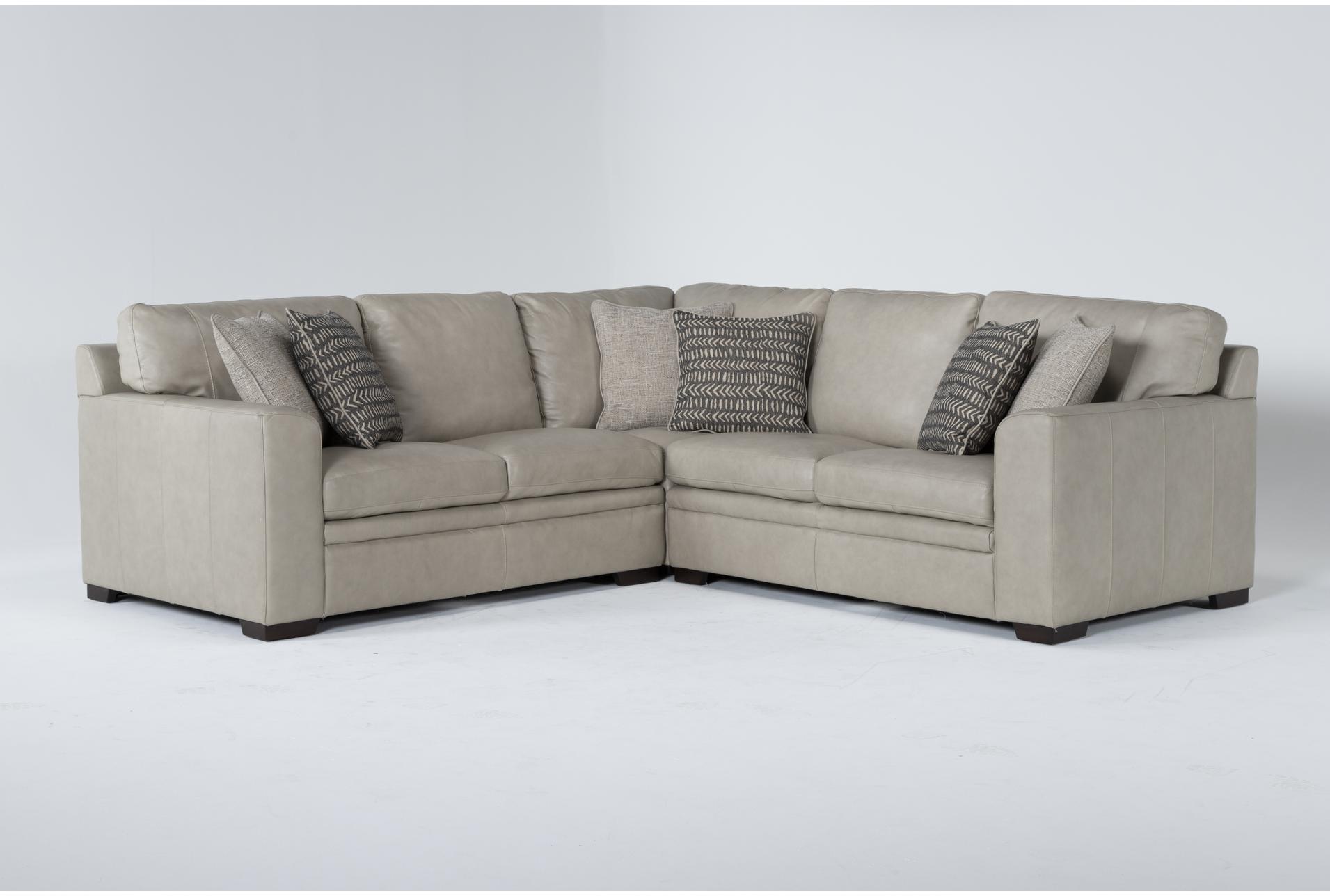 greer stone beige leather 3 piece 105" modular l-shaped sectional with right arm facing & left arm facing loveseat and corner 1 greer stone beige leather 3 piece 105" modular l-shaped sectional with right arm facing & left arm facing loveseat and corner