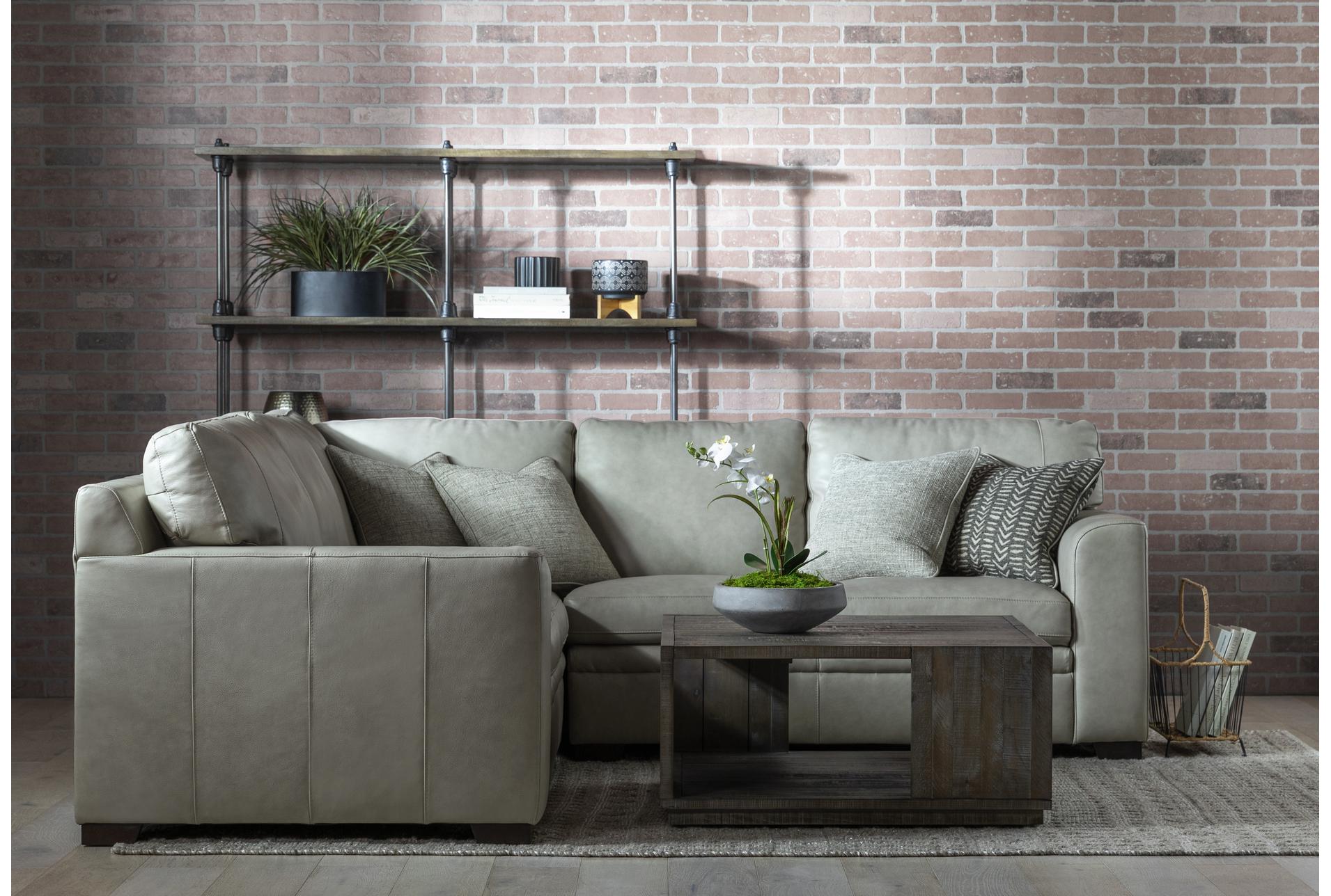 greer stone beige leather 3 piece 105" modular l-shaped sectional with right arm facing & left arm facing loveseat and corner 12 greer stone beige leather 3 piece 105" modular l-shaped sectional with right arm facing & left arm facing loveseat and corner