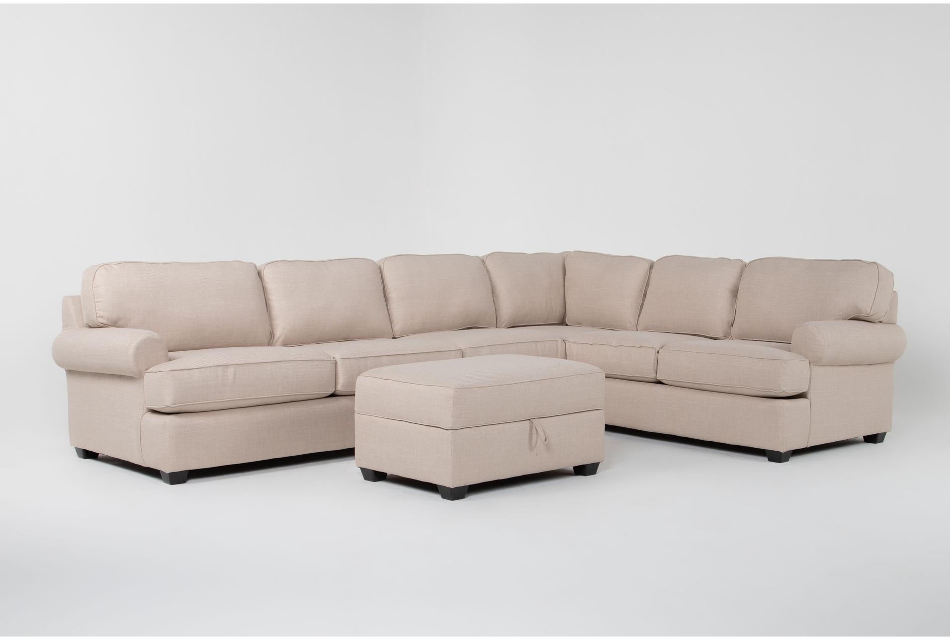 hampstead ii linen 140" 2 piece sectional with left arm facing sofa & ottoman | loose reversible back 1 hampstead ii linen 140" 2 piece sectional with left arm facing sofa & ottoman | loose reversible back