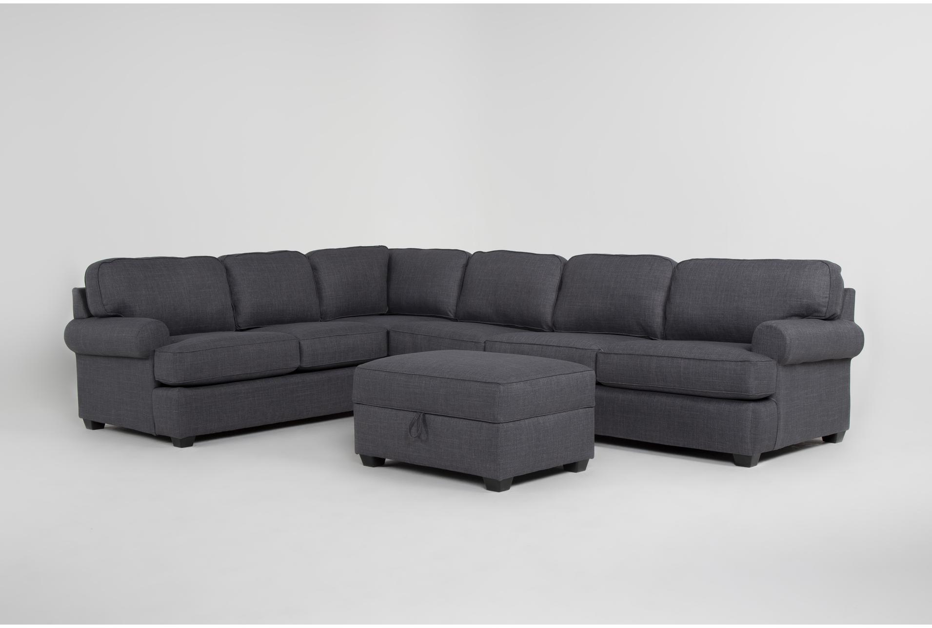 hampstead ii blue 140" 2 piece sectional with right arm facing sofa & ottoman | loose reversible back 1 hampstead ii blue 140" 2 piece sectional with right arm facing sofa & ottoman | loose reversible back