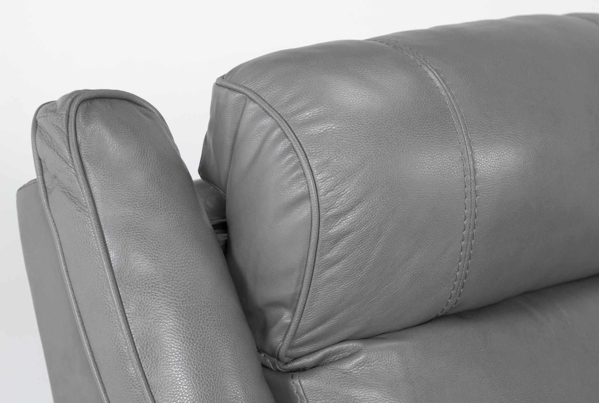 eckhart grey leather 65" power reclining loveseat with power headrest & usb 18 eckhart grey leather 65" power reclining loveseat with power headrest & usb