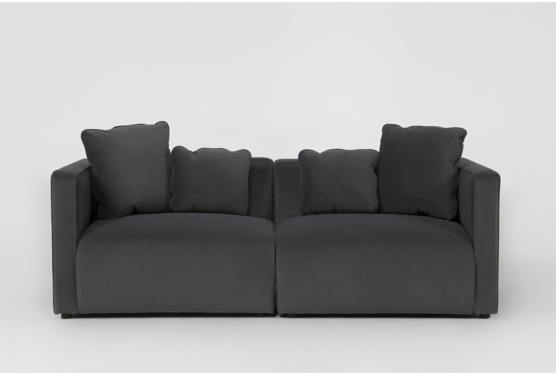 tao dark grey velvet 82" 2 piece apartment sofa 1 tao dark grey velvet 82" 2 piece apartment sofa