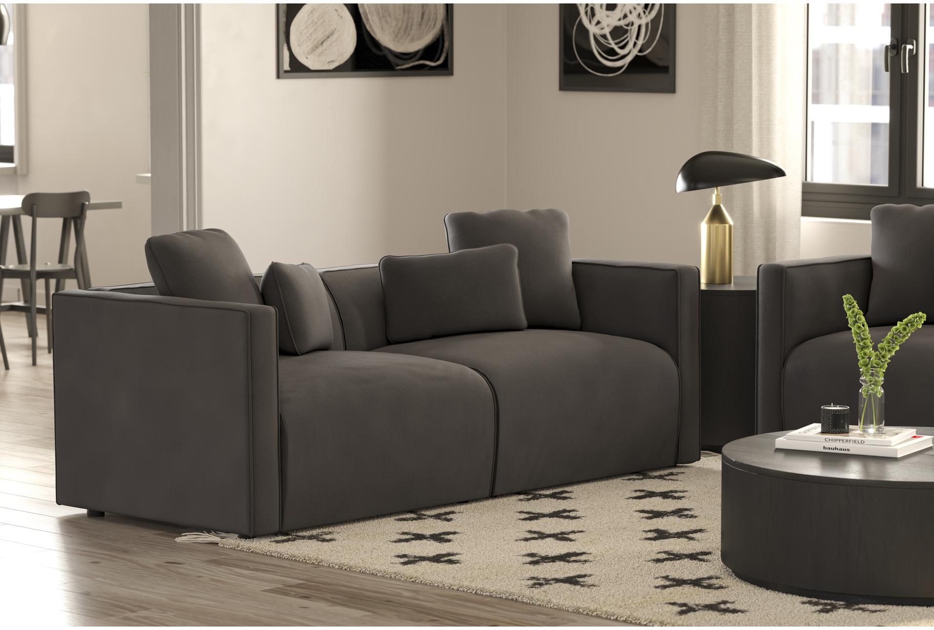 tao dark grey velvet 82" 2 piece apartment sofa 14 tao dark grey velvet 82" 2 piece apartment sofa