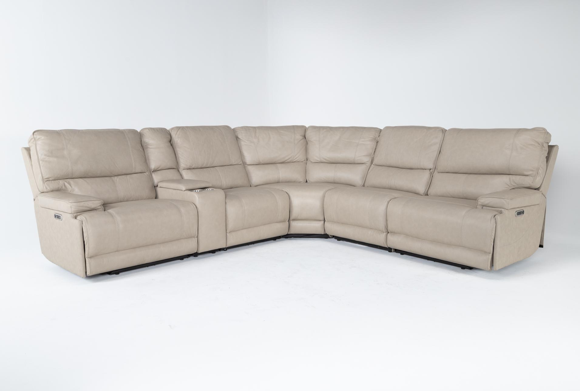 watkins beige natural linen leather 150" 6 piece power cordless reclining modular sectional with power headrest & usb | adjustable headrests 1 watkins beige natural linen leather 150" 6 piece power cordless reclining modular sectional with power headrest & usb | adjustable headrests