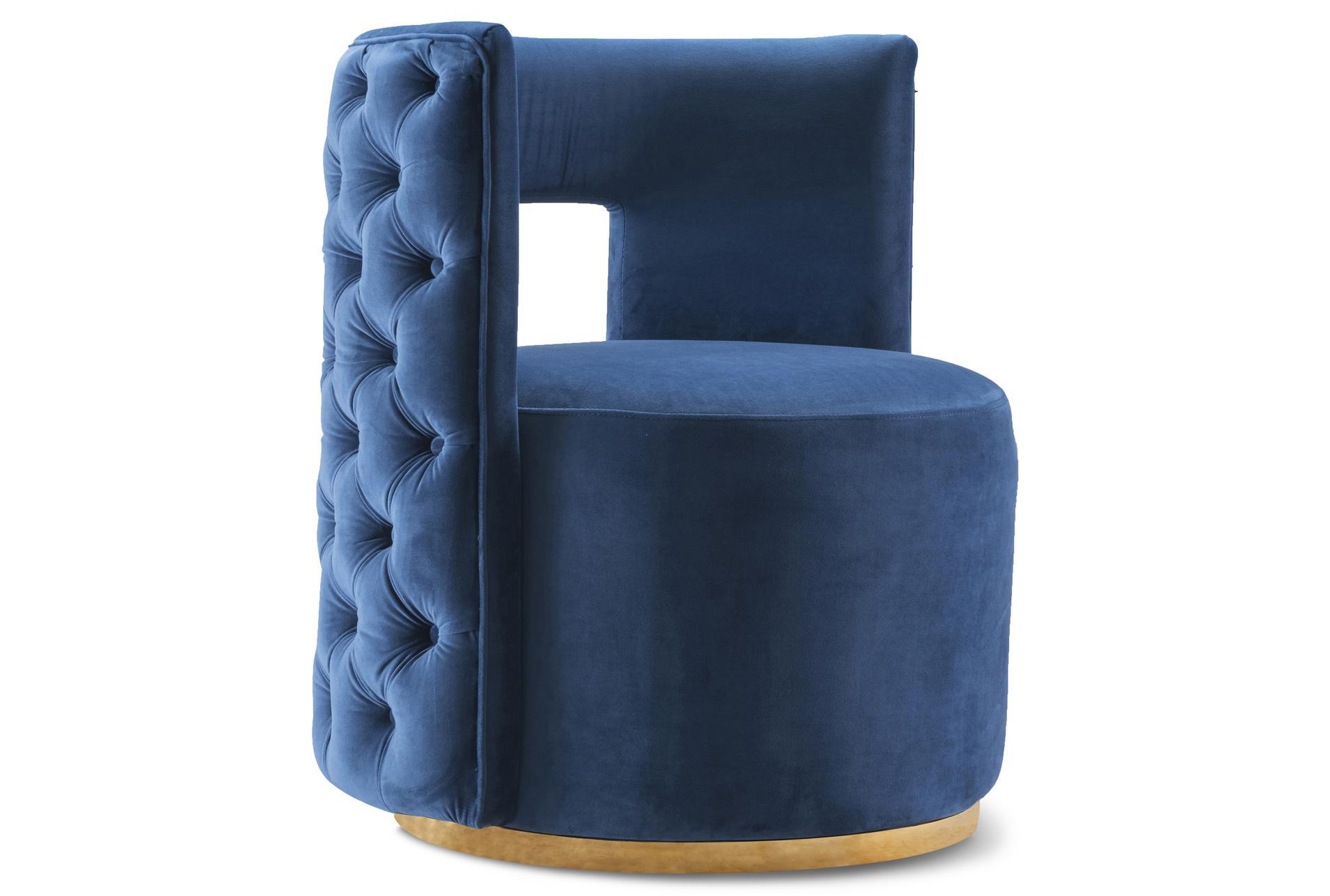 theo navy blue velvet accent chair | curved | fabric | armless