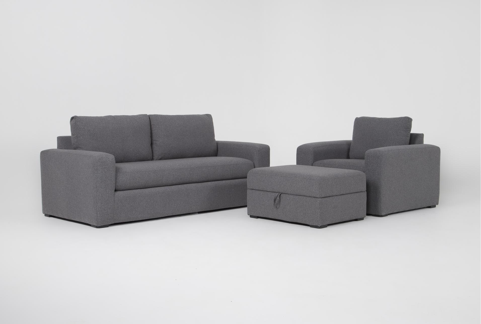 isabella ii charcoal fabric 3 piece 84" queen sleeper sofa|chair|storage ottoman set 1 isabella ii charcoal fabric 3 piece 84" queen sleeper sofa|chair|storage ottoman set