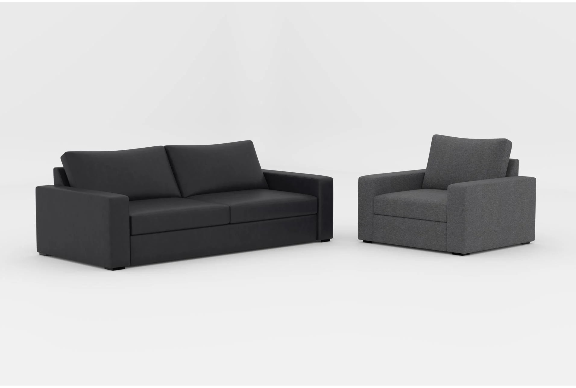 araceli ii charcoal grey vegan faux leather 95" sofa|araceli ii pewter grey fabric oversized arm chair 1 araceli ii charcoal grey vegan faux leather 95" sofa|araceli ii pewter grey fabric oversized arm chair