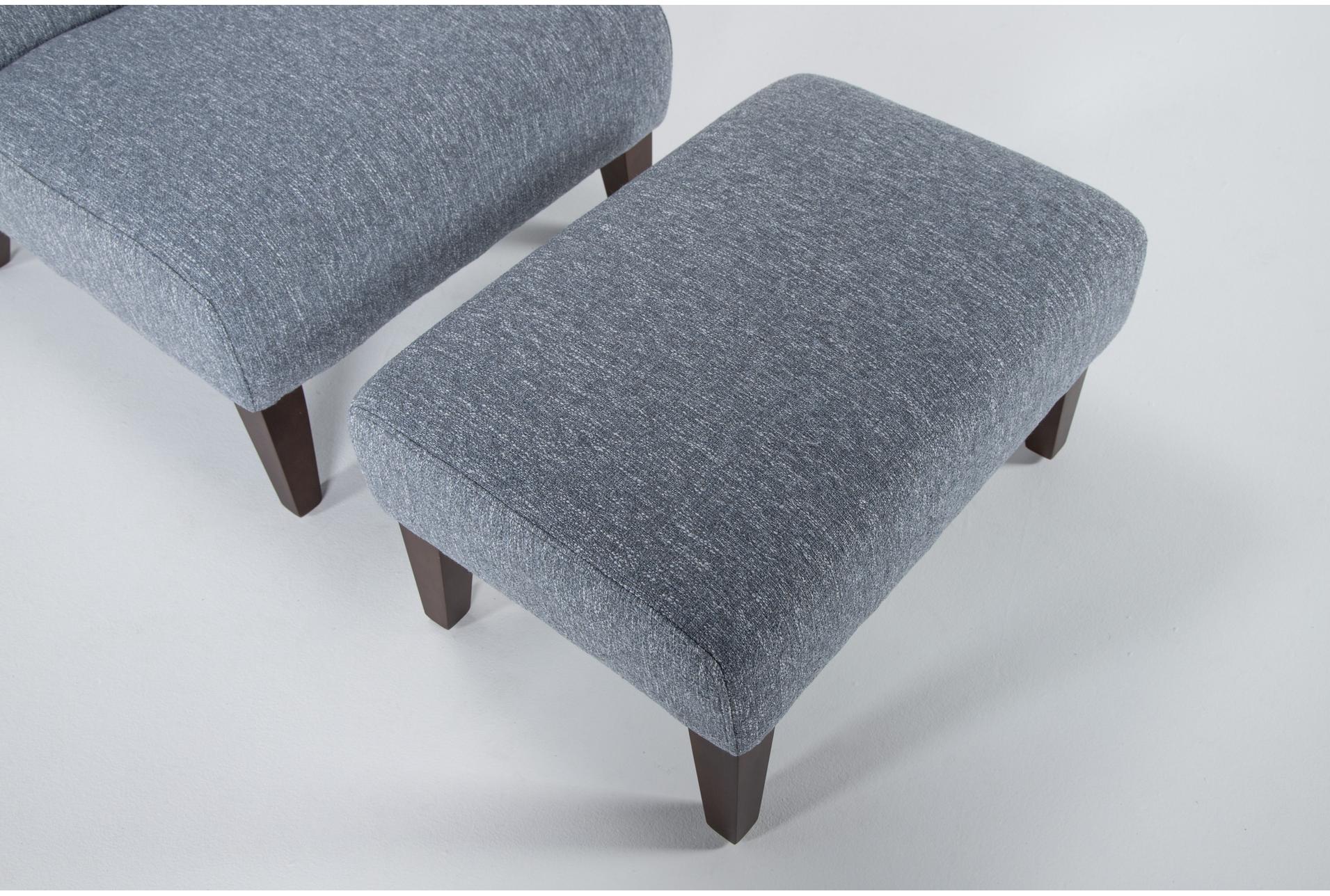 lucca blue fabric accent chair & ottoman | reading | lounge | armless 12 lucca blue fabric accent chair & ottoman | reading | lounge | armless