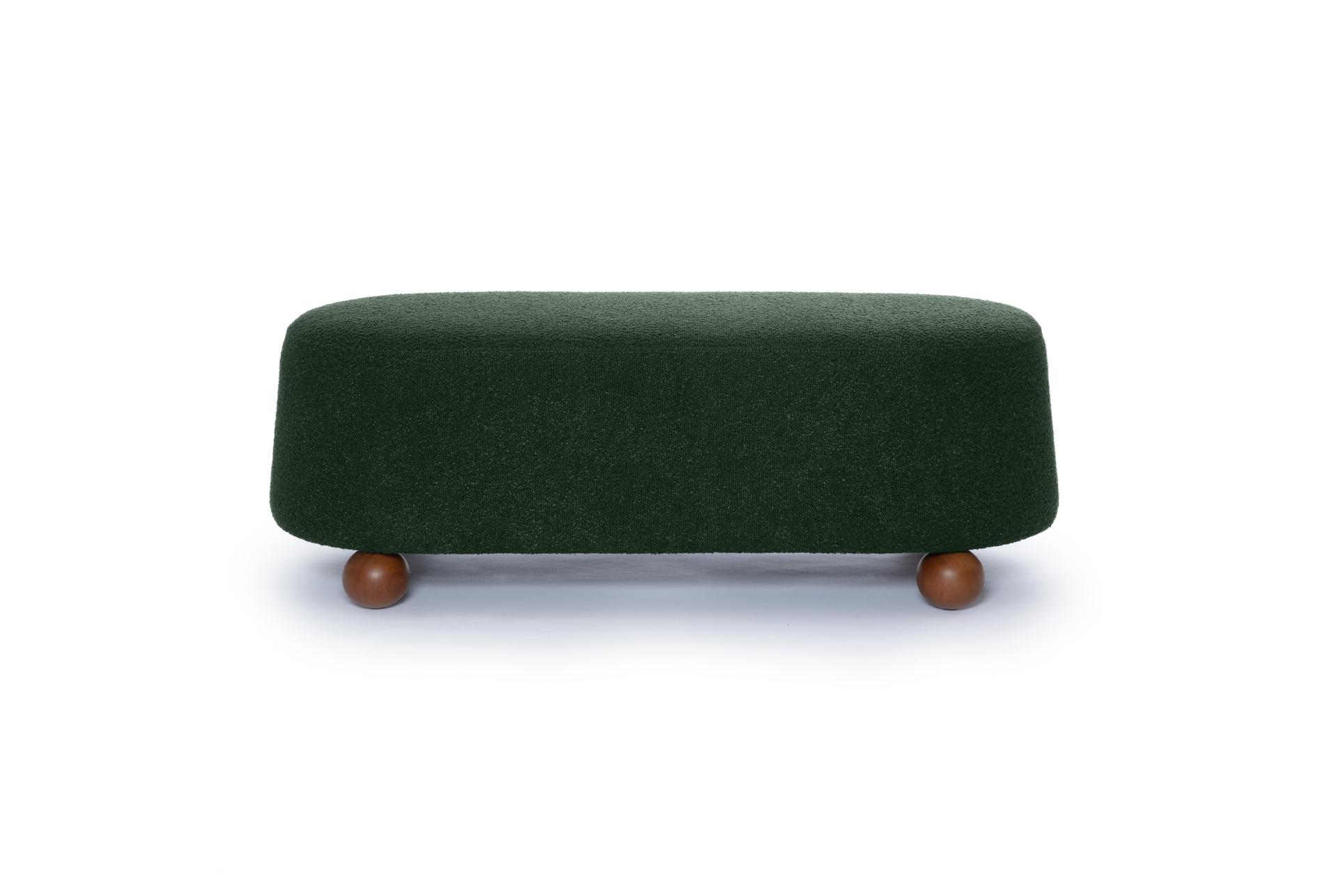 jaine forest green boucle large ottoman | oval 8 jaine forest green boucle large ottoman | oval