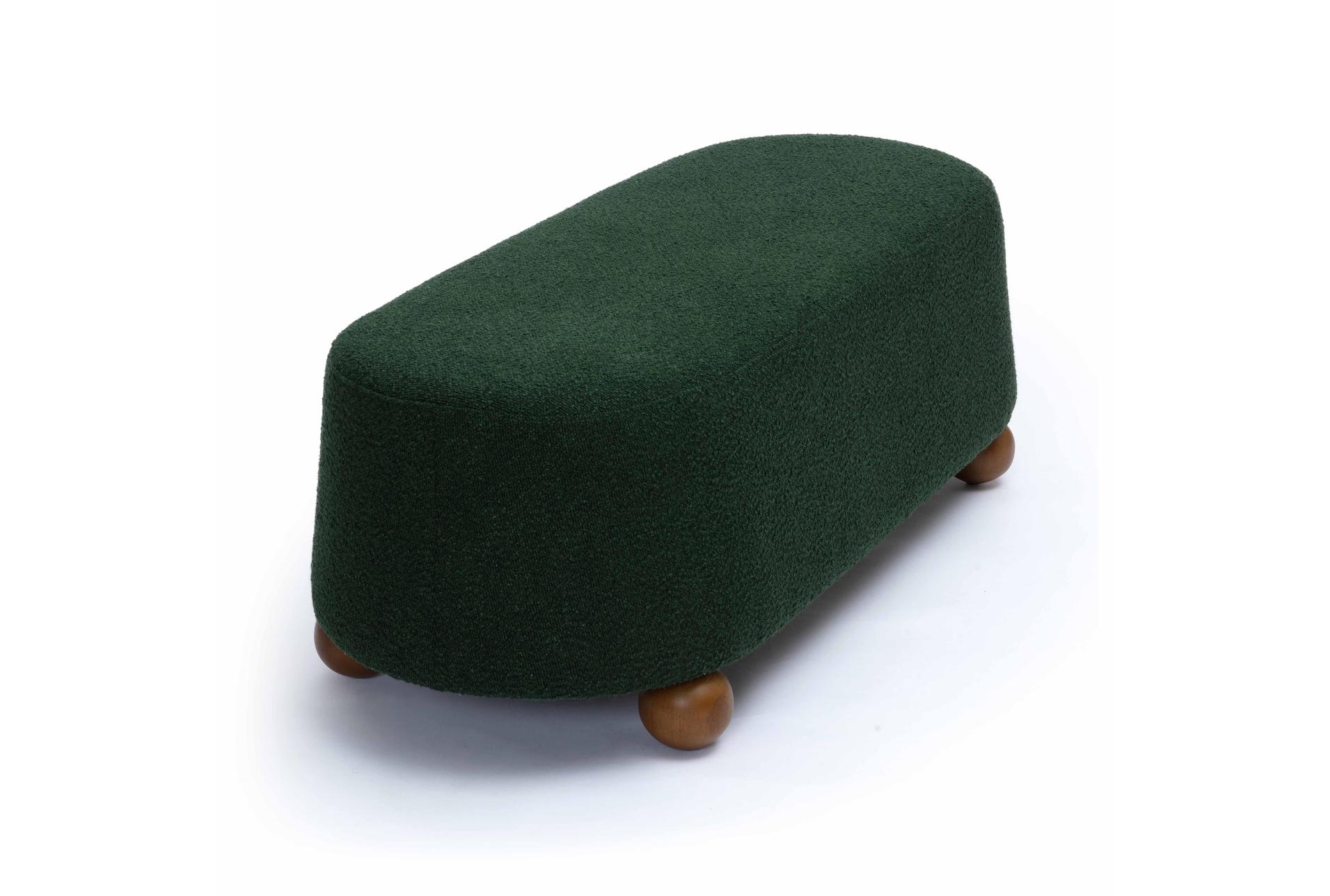 jaine forest green boucle large ottoman | oval 9 jaine forest green boucle large ottoman | oval