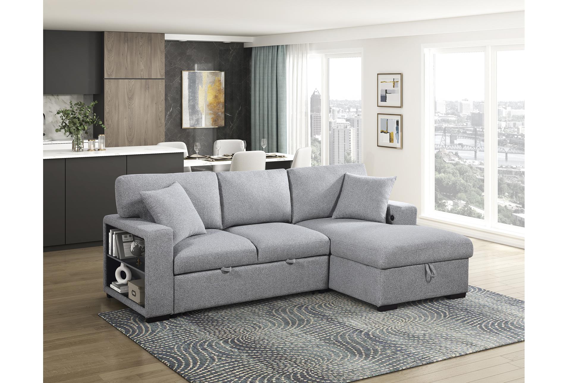 dimitri grey sectional with right chaise pull-out bed and hidden storage 23 dimitri grey sectional with right chaise pull-out bed and hidden storage