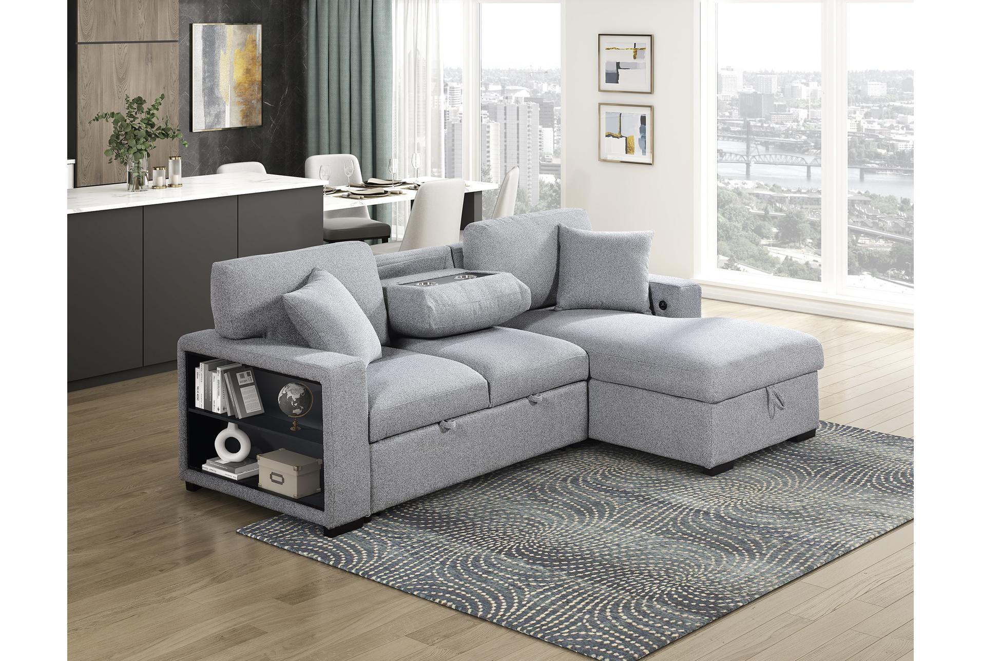 dimitri grey sectional with right chaise pull-out bed and hidden storage 24 dimitri grey sectional with right chaise pull-out bed and hidden storage