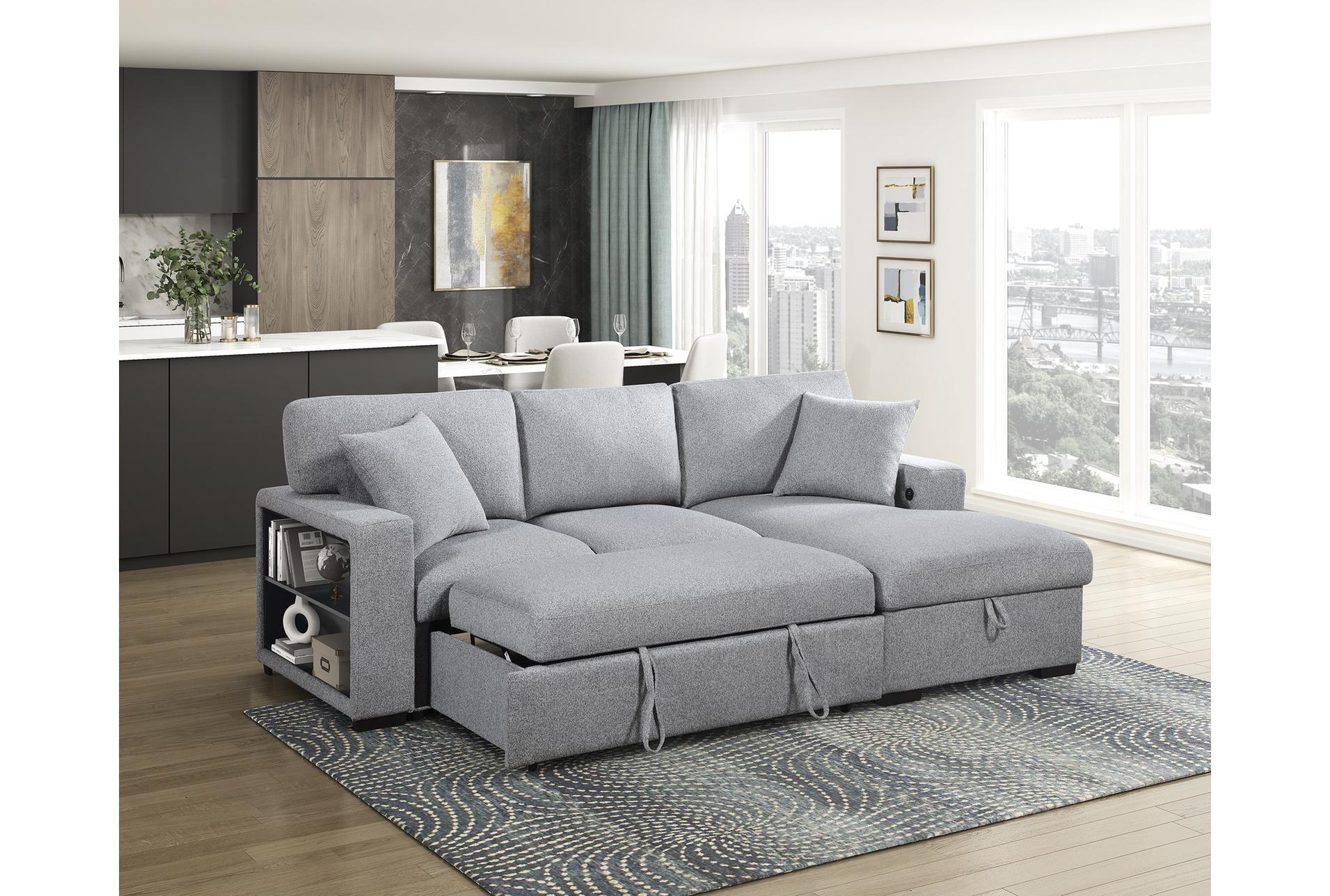 dimitri grey sectional with right chaise pull-out bed and hidden storage 25 dimitri grey sectional with right chaise pull-out bed and hidden storage
