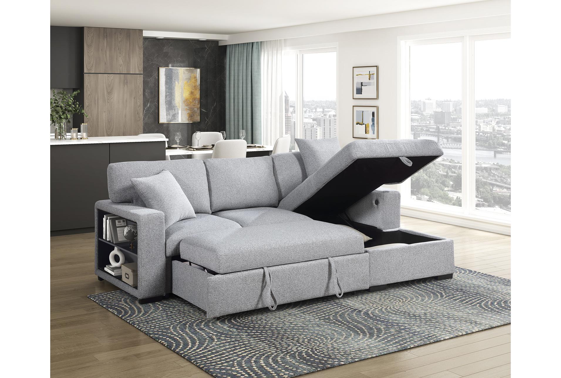 dimitri grey sectional with right chaise pull-out bed and hidden storage 26 dimitri grey sectional with right chaise pull-out bed and hidden storage
