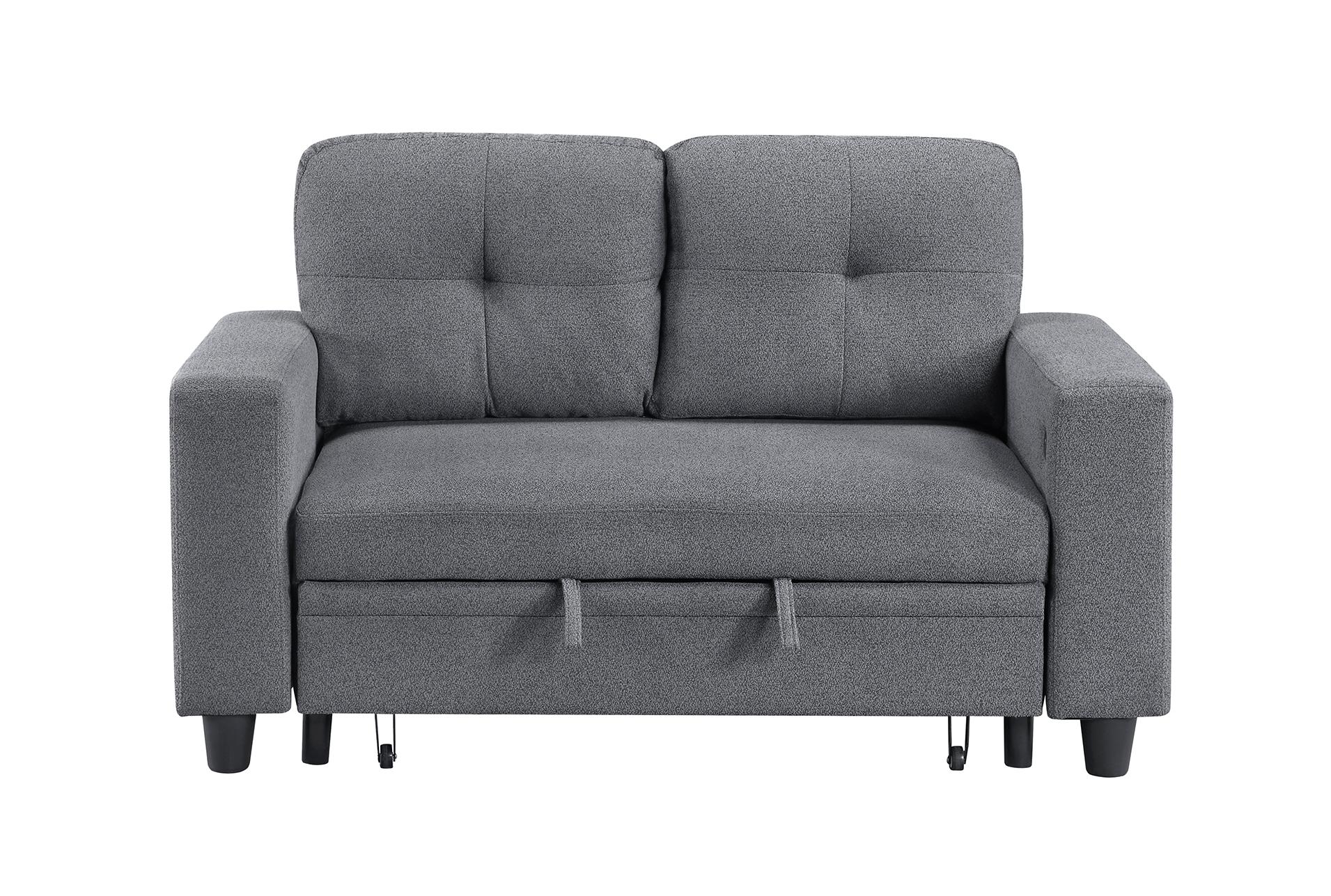 dwyer grey loveseat with pull-out bed shelves and charging ports 15 dwyer grey loveseat with pull-out bed shelves and charging ports