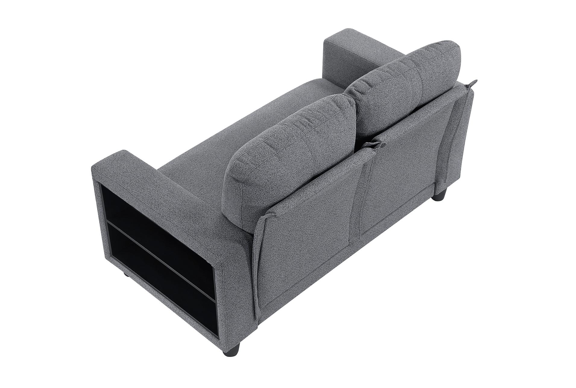 dwyer grey loveseat with pull-out bed shelves and charging ports 16 dwyer grey loveseat with pull-out bed shelves and charging ports