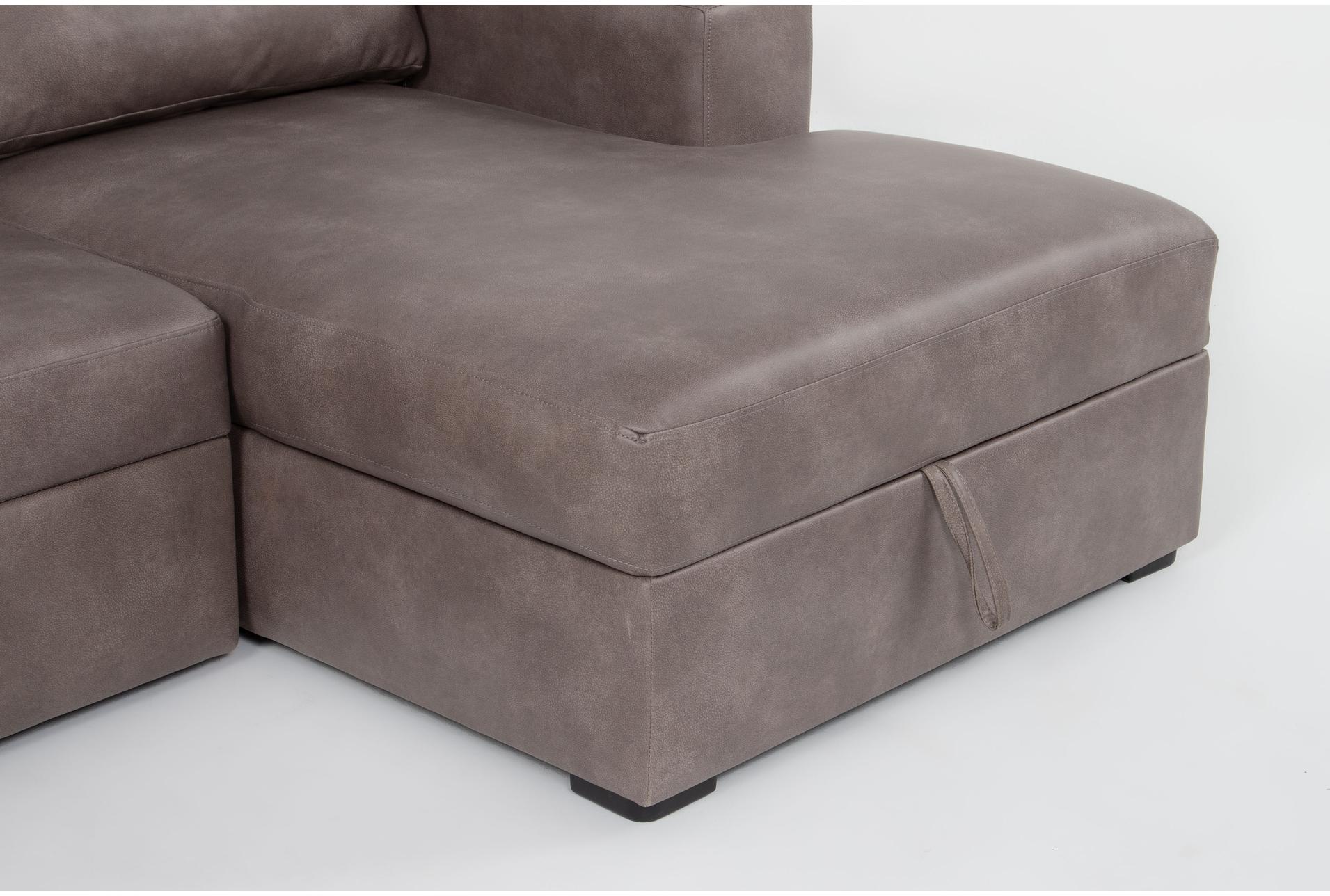sebastian taupe brown faux leather 140" 3 piece convertible sectional with right arm facing storage chaise | fabric 14 sebastian taupe brown faux leather 140" 3 piece convertible sectional with right arm facing storage chaise | fabric