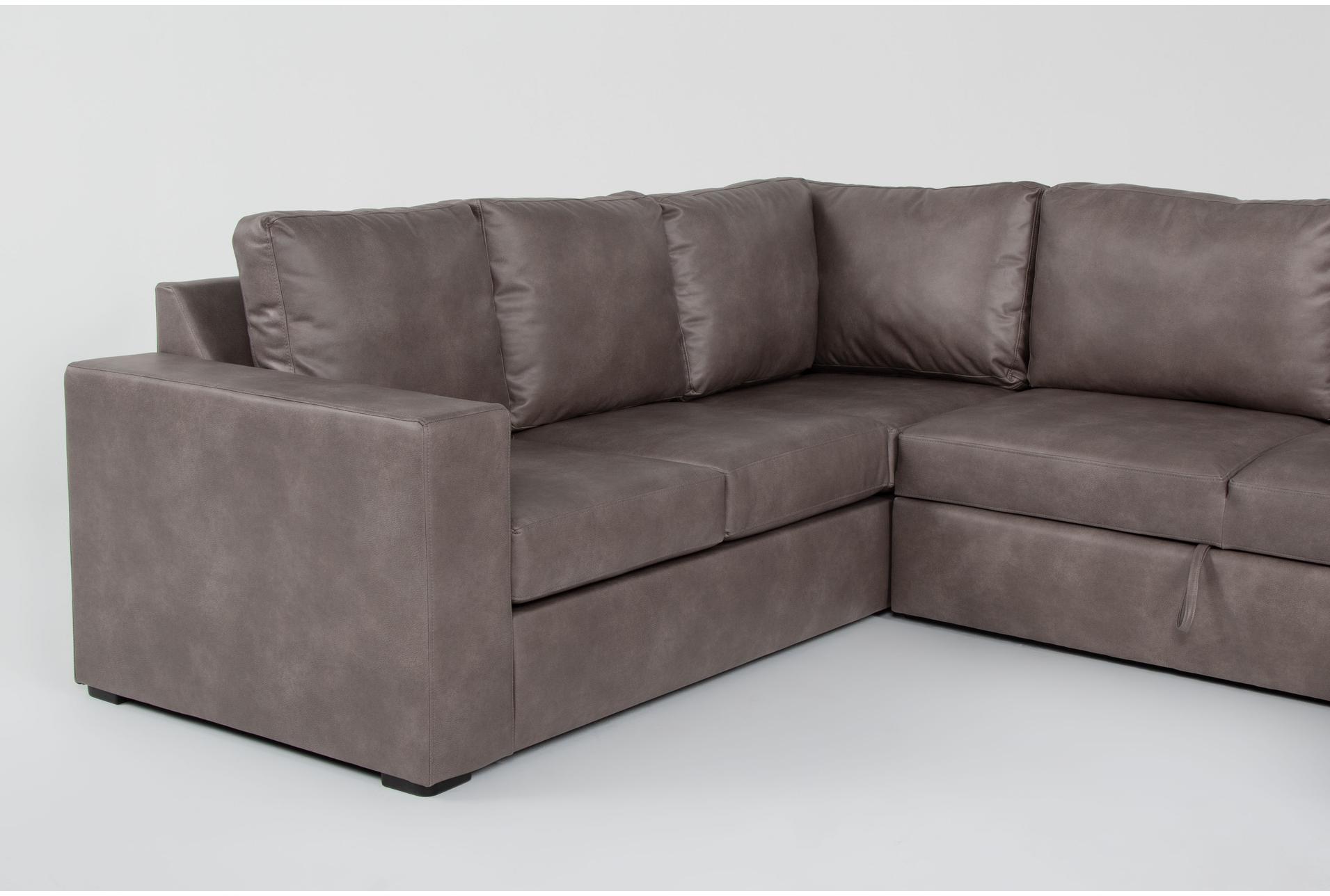 sebastian taupe brown faux leather 140" 3 piece convertible sectional with right arm facing storage chaise | fabric 15 sebastian taupe brown faux leather 140" 3 piece convertible sectional with right arm facing storage chaise | fabric