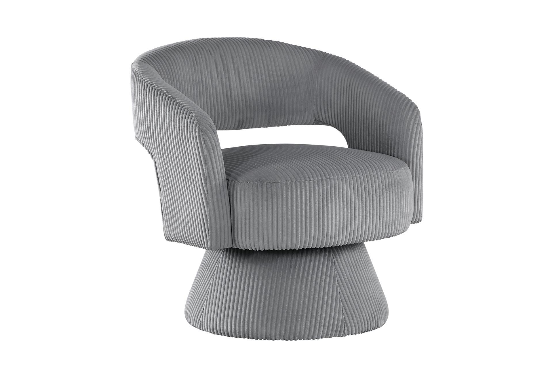 ameillia dark grey 27" corduroy fabric swivel chair | with arms | curved